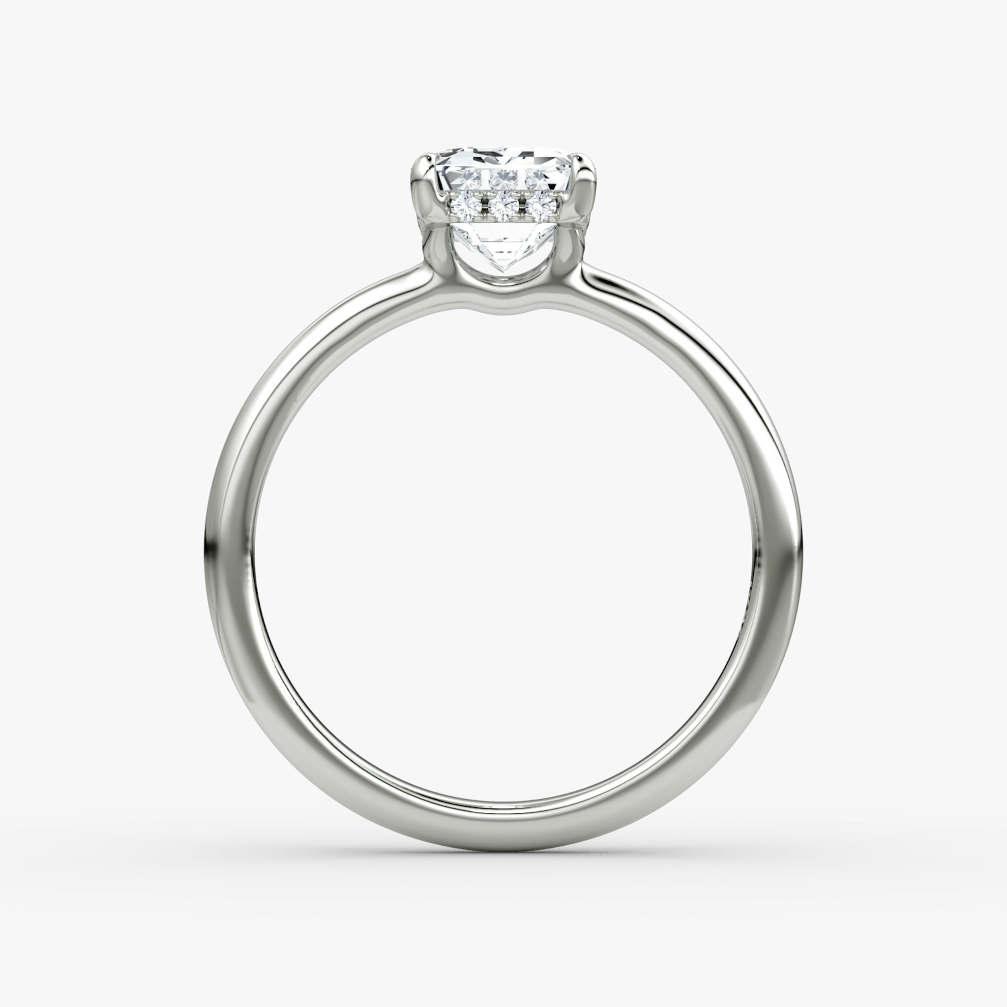 The Signature | Emerald | 18k | White Gold | bandAccent: Plain | bandWidth: large | hiddenHalo: yes | diamondOrientation: vertical | caratWeight: other