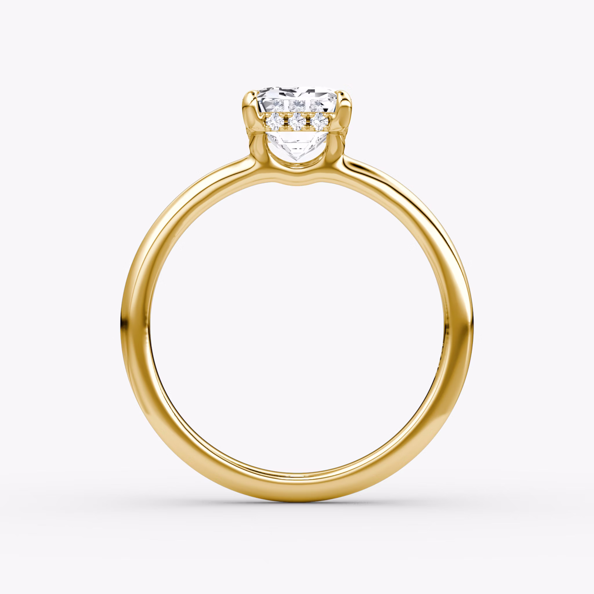 The Signature | Emerald | 18k | Yellow Gold | bandAccent: Plain | bandWidth: large | hiddenHalo: yes | diamondOrientation: vertical | caratWeight: other