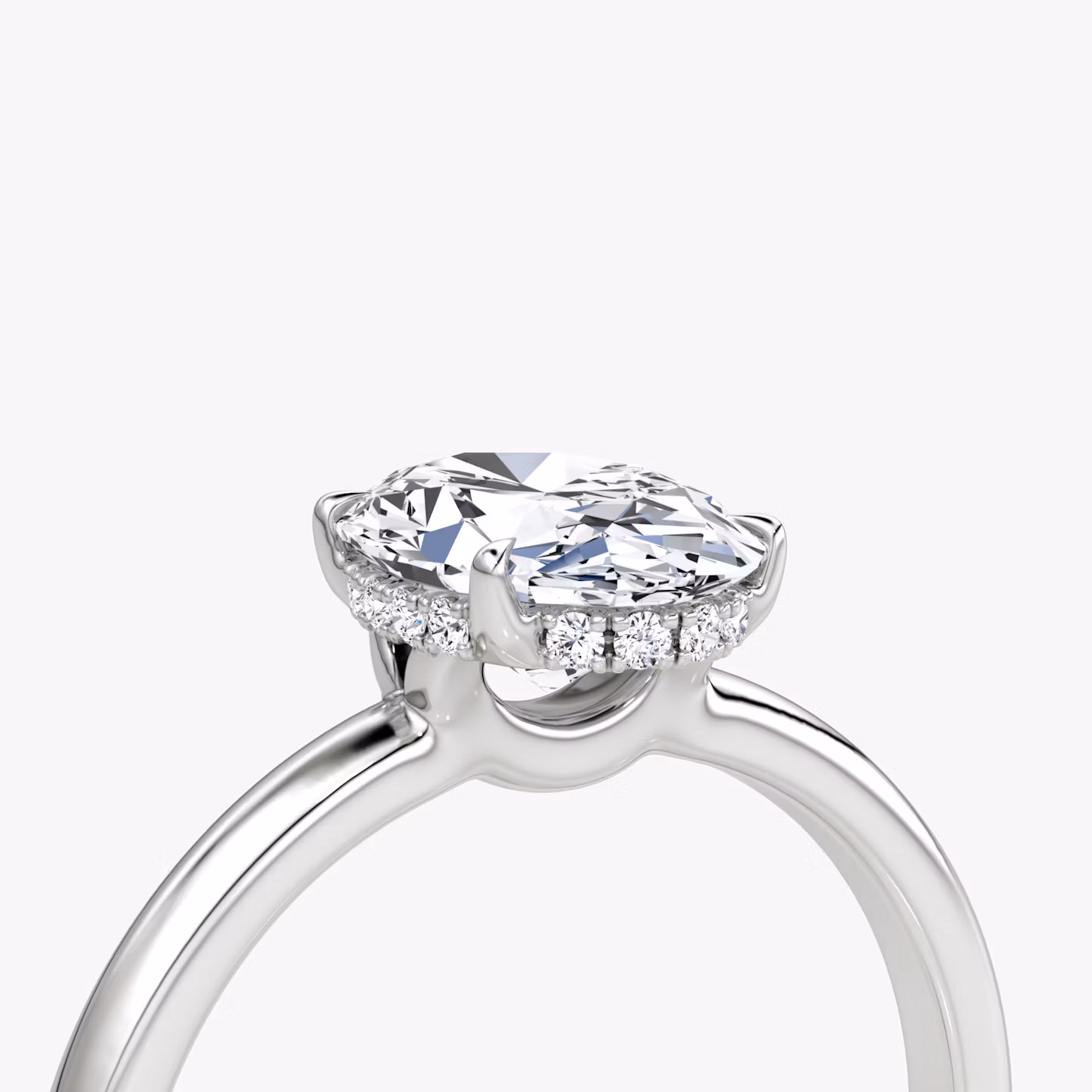 The Signature | Oval | 18k | White Gold | bandAccent: Plain | bandWidth: large | hiddenHalo: yes | diamondOrientation: vertical | caratWeight: other