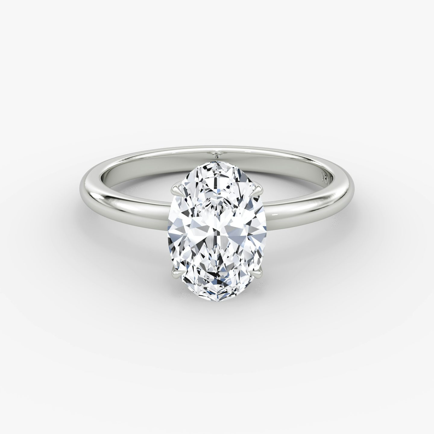 The Signature | Oval | 18k | White Gold | bandAccent: Plain | bandWidth: large | hiddenHalo: yes | diamondOrientation: vertical | caratWeight: other