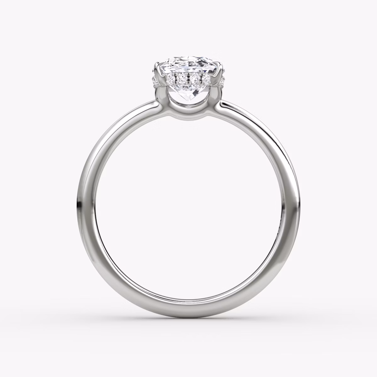 The Signature | Oval | Platinum | bandAccent: Plain | bandWidth: large | hiddenHalo: yes | diamondOrientation: vertical | caratWeight: other