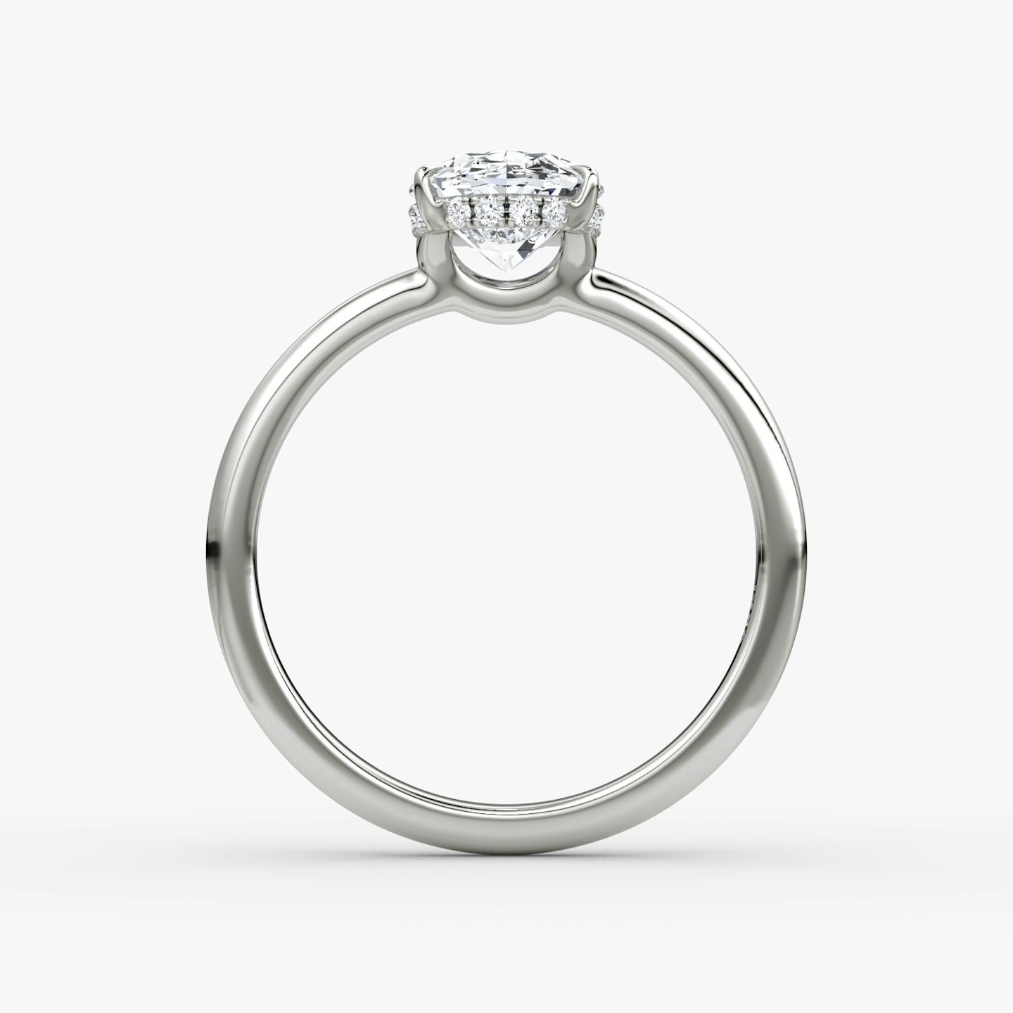 The Signature | Oval | 18k | White Gold | bandAccent: Plain | bandWidth: large | hiddenHalo: yes | diamondOrientation: vertical | caratWeight: other