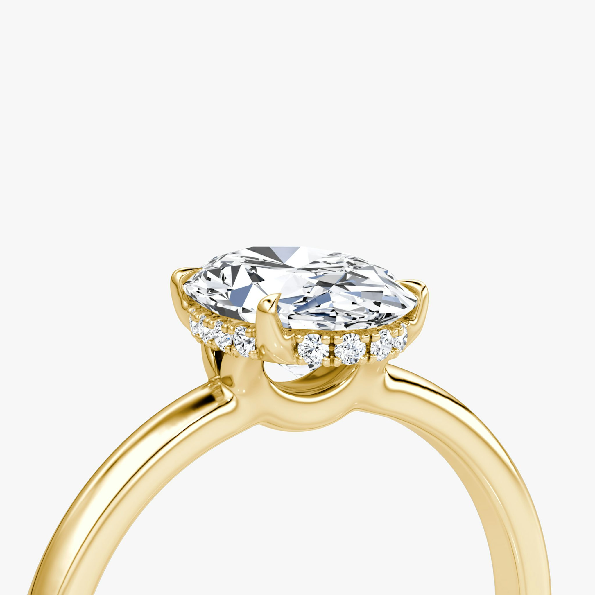 The Signature | Oval | 18k | Yellow Gold | bandAccent: Plain | bandWidth: large | hiddenHalo: yes | diamondOrientation: vertical | caratWeight: other