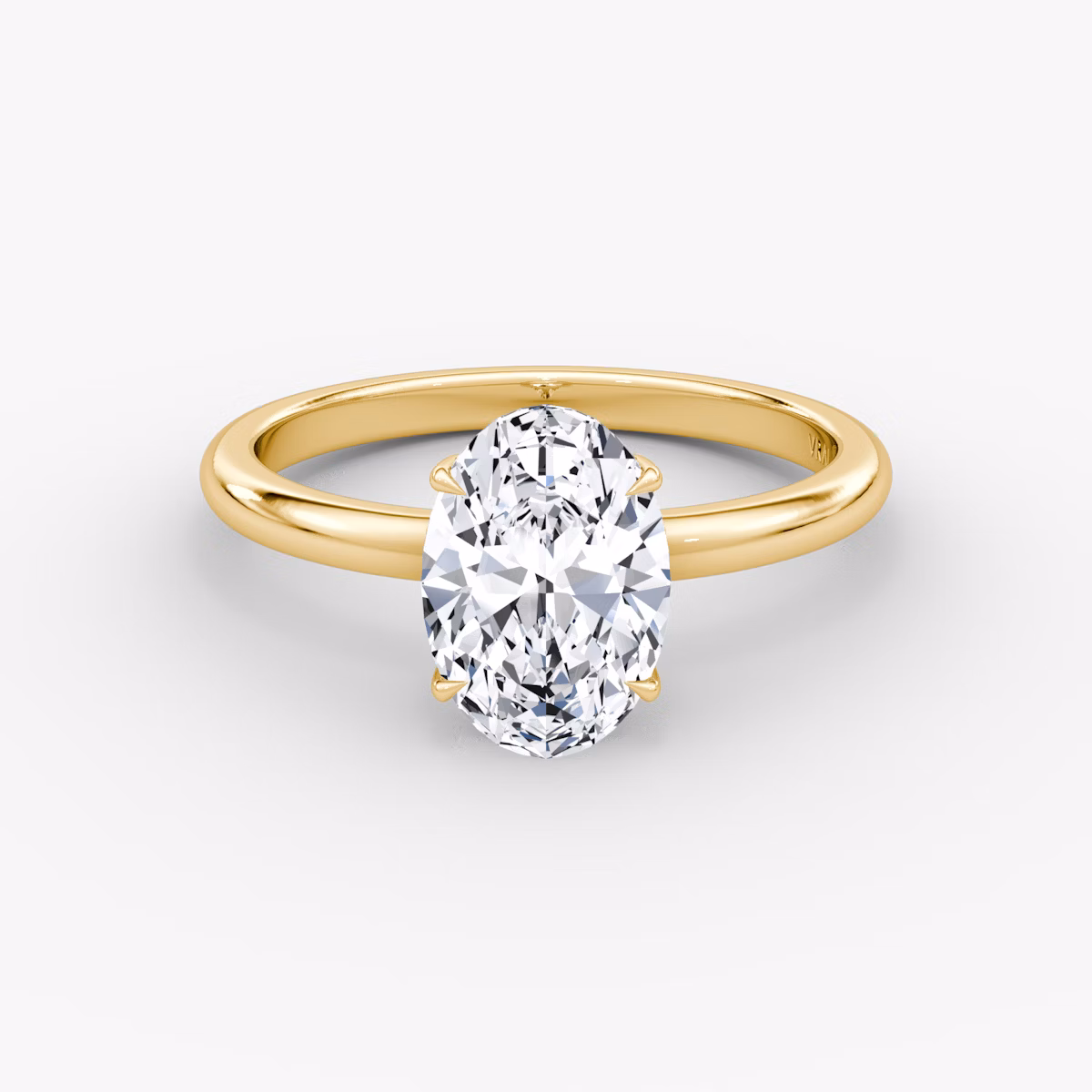The Signature | Oval | 18k | Yellow Gold | bandAccent: Plain | bandWidth: large | hiddenHalo: yes | diamondOrientation: vertical | caratWeight: other