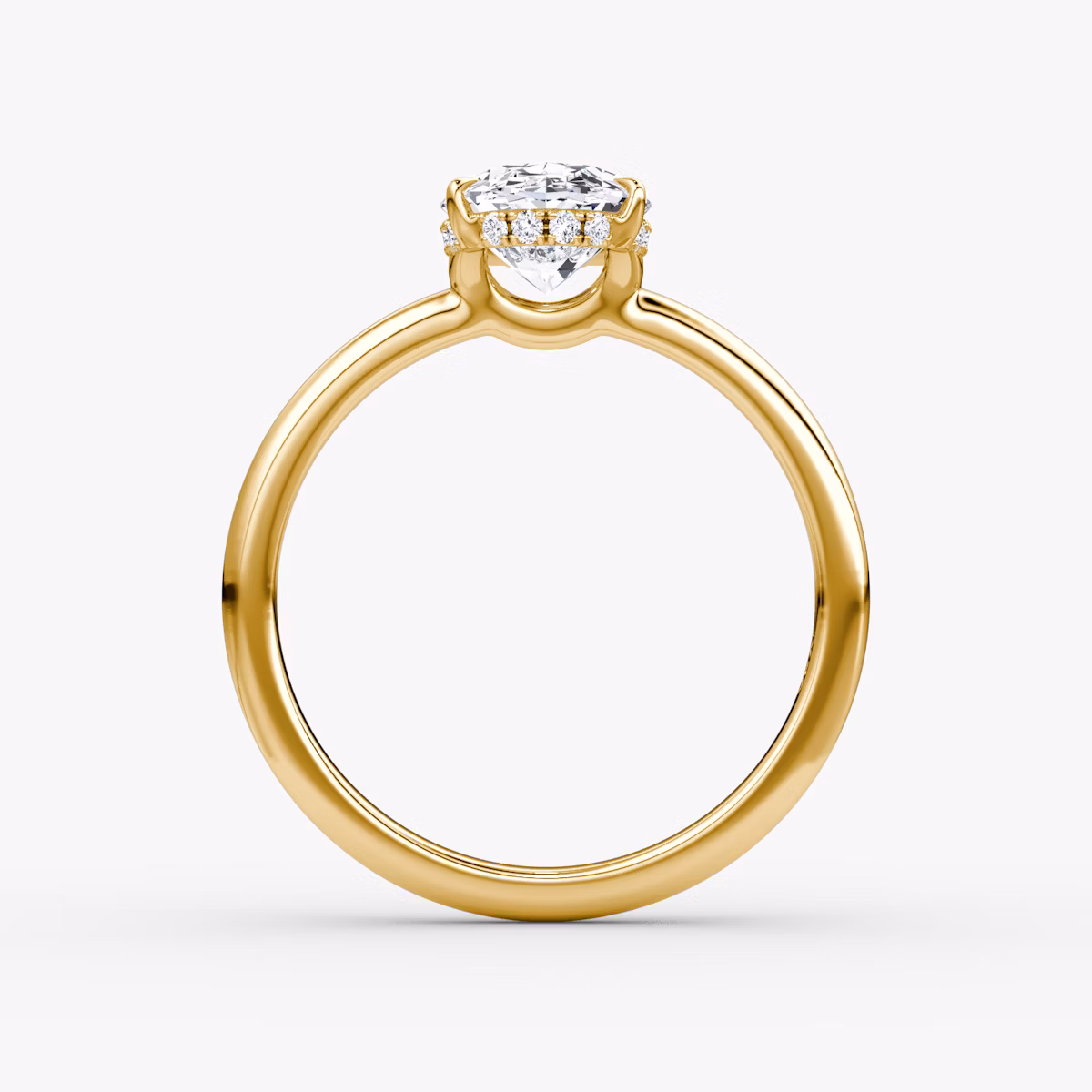 The Signature | Oval | 18k | Yellow Gold | bandAccent: Plain | bandWidth: large | hiddenHalo: yes | diamondOrientation: vertical | caratWeight: other