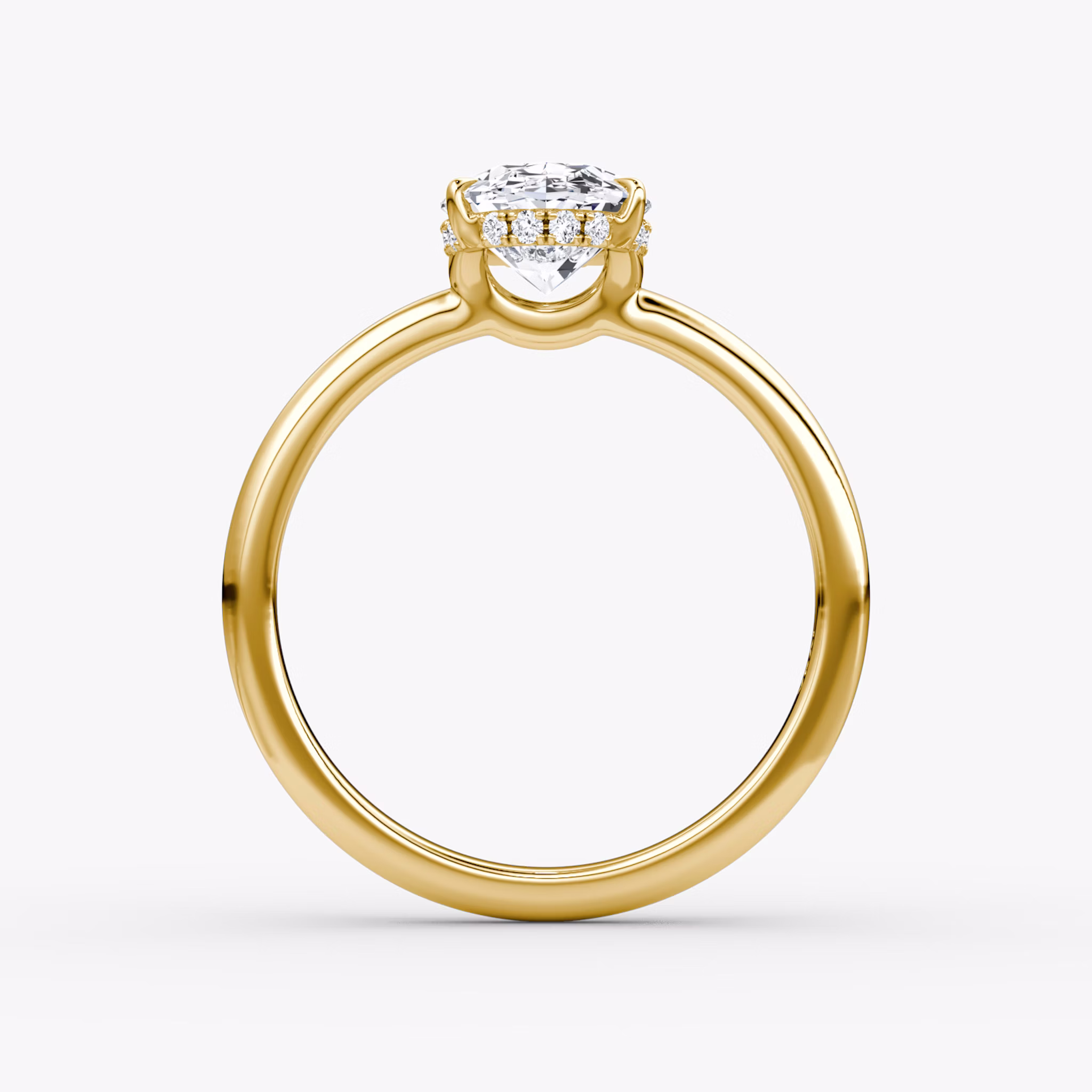 The Signature | Oval | 18k | Yellow Gold | bandAccent: Plain | bandWidth: large | hiddenHalo: yes | diamondOrientation: vertical | caratWeight: other
