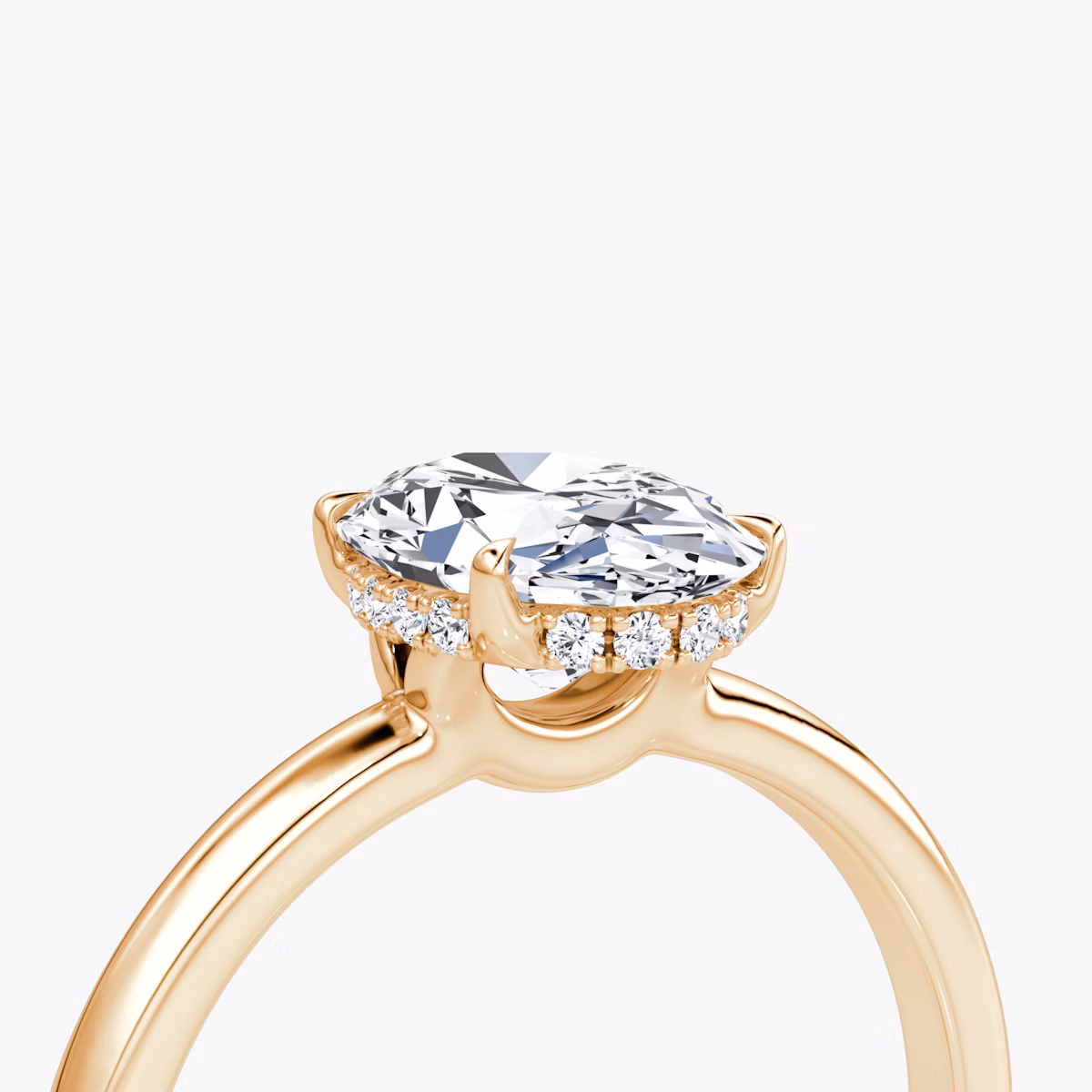 The Signature | Oval | 14k | Rose Gold | bandAccent: Plain | bandWidth: large | hiddenHalo: yes | diamondOrientation: vertical | caratWeight: other