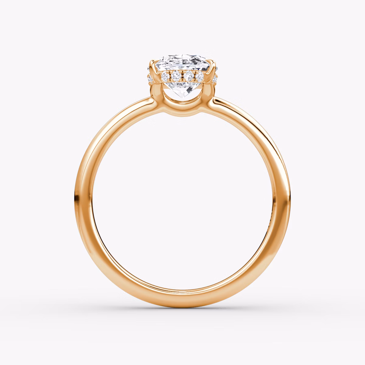 The Signature | Oval | 14k | Rose Gold | bandAccent: Plain | bandWidth: large | hiddenHalo: yes | diamondOrientation: vertical | caratWeight: other