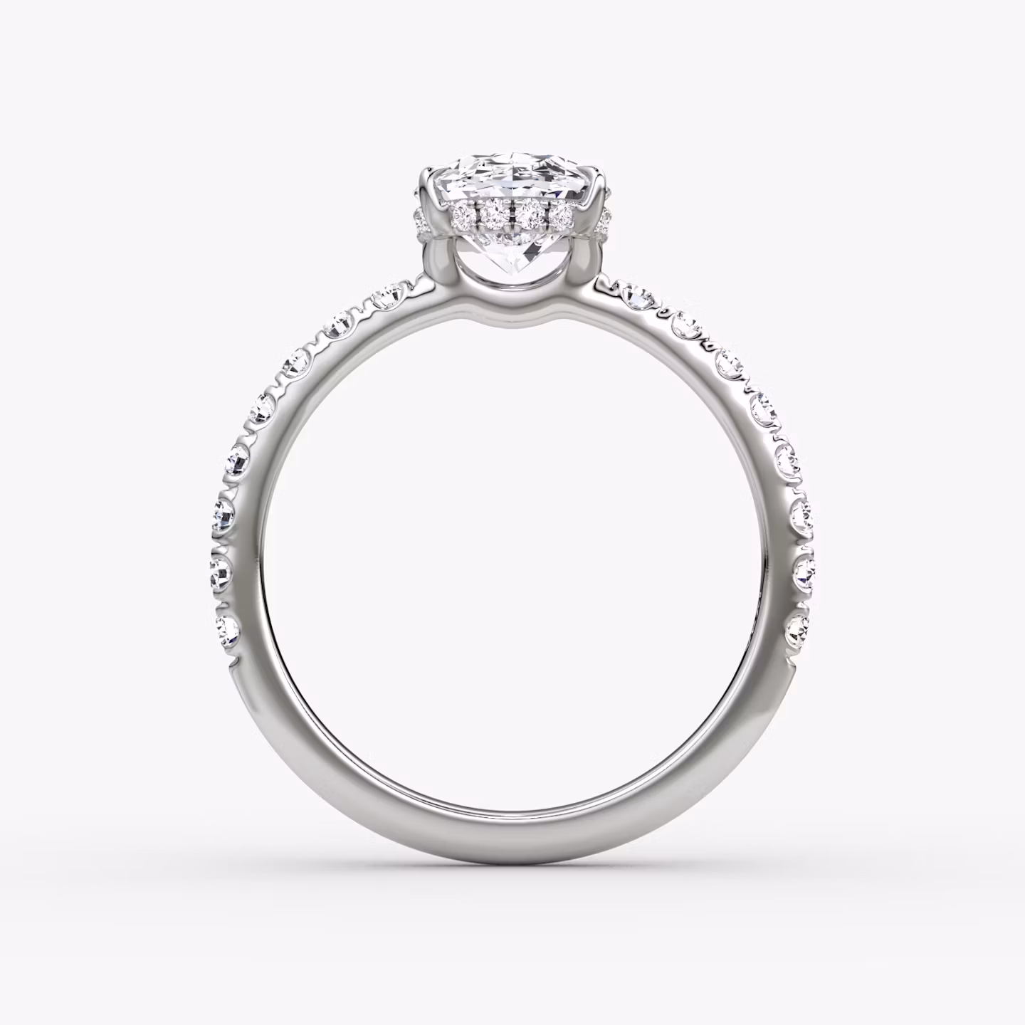 The Signature | Oval | Platinum | bandAccent: Pavé | bandWidth: large | hiddenHalo: yes | diamondOrientation: vertical | caratWeight: other