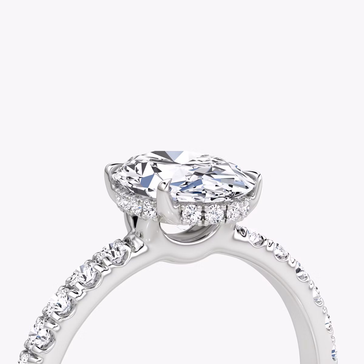 The Signature | Oval | Platinum | bandAccent: Pavé | bandWidth: large | hiddenHalo: yes | diamondOrientation: vertical | caratWeight: other