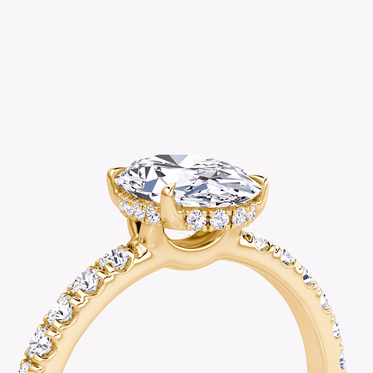 The Signature | Oval | 18k | Yellow Gold | bandAccent: Pavé | bandWidth: large | hiddenHalo: yes | diamondOrientation: vertical | caratWeight: other