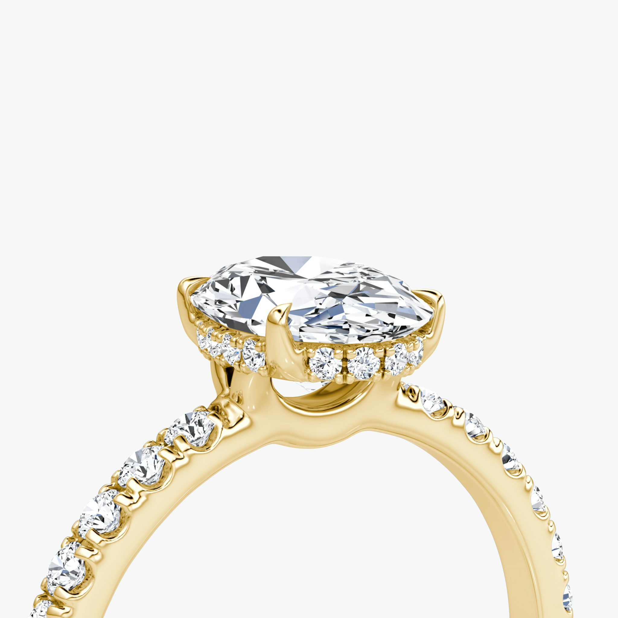 The Signature | Oval | 18k | Yellow Gold | bandAccent: Pavé | bandWidth: large | hiddenHalo: yes | diamondOrientation: vertical | caratWeight: other