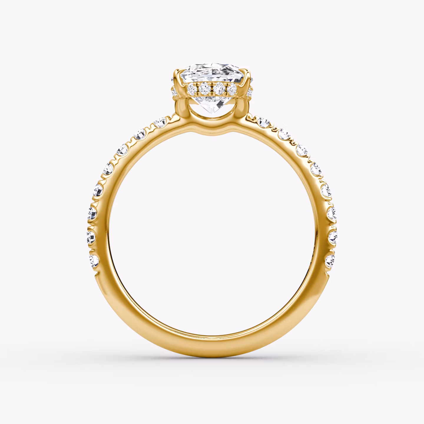 The Signature | Oval | 18k | Yellow Gold | bandAccent: Pavé | bandWidth: large | hiddenHalo: yes | diamondOrientation: vertical | caratWeight: other