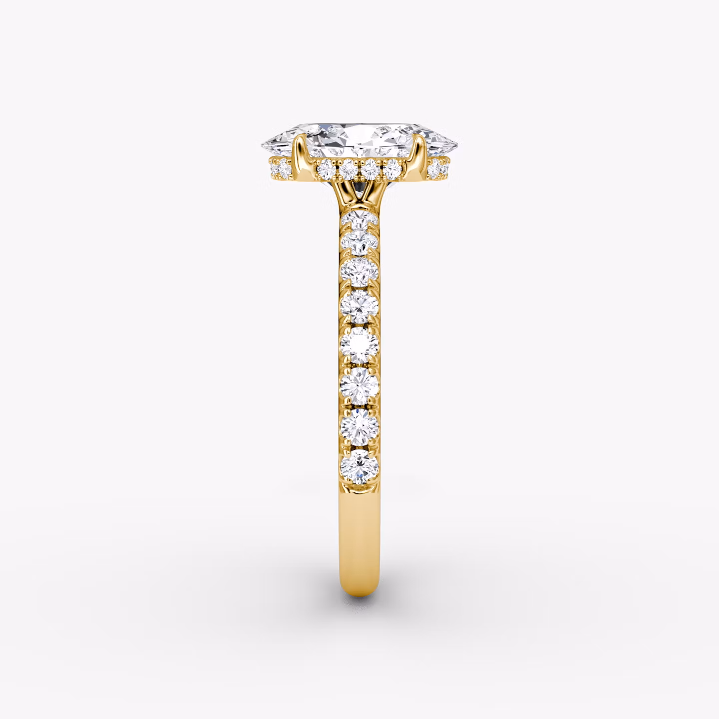 The Signature | Oval | 18k | Yellow Gold | bandAccent: Pavé | bandWidth: large | hiddenHalo: yes | diamondOrientation: vertical | caratWeight: other