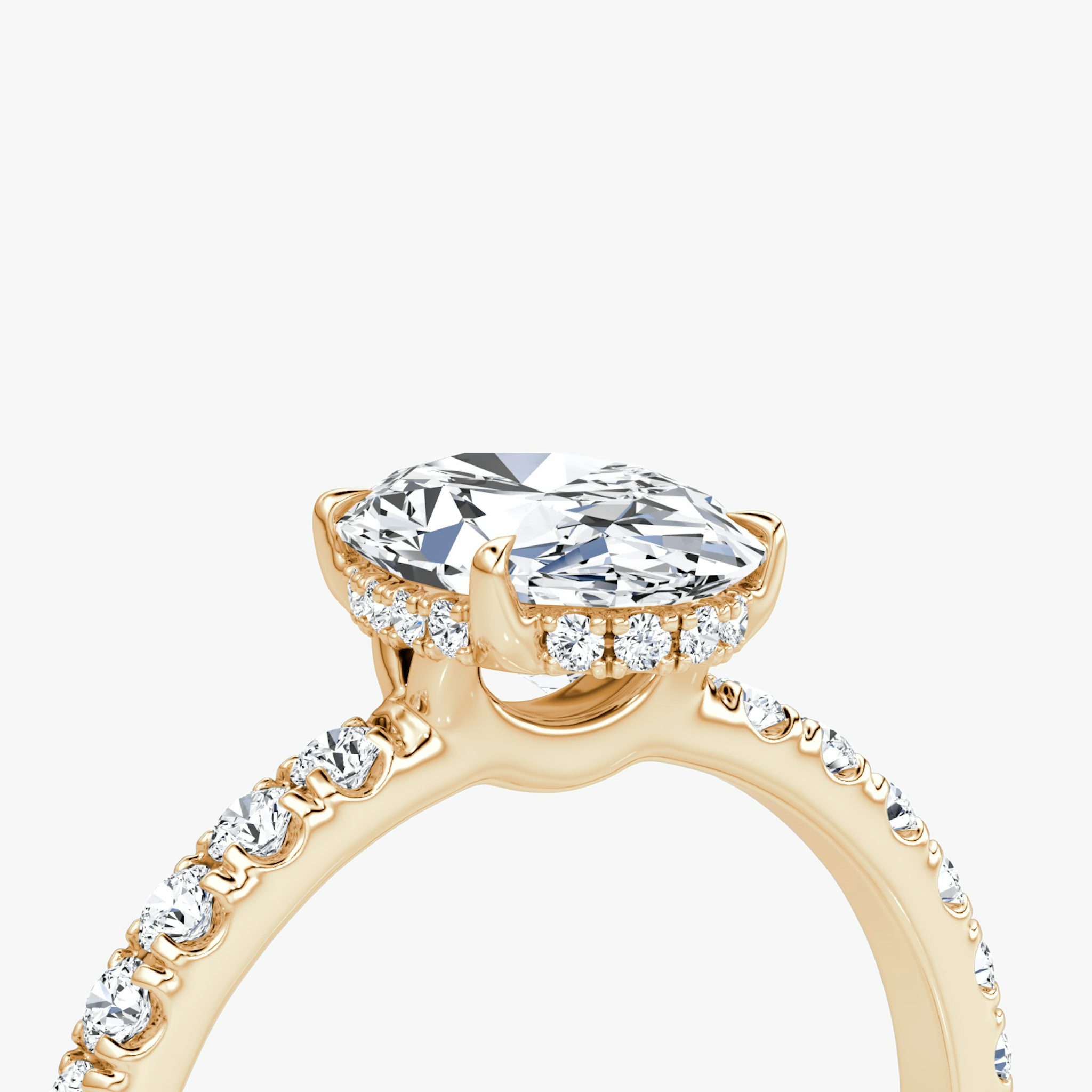 The Signature | Oval | 14k | Rose Gold | bandAccent: Pavé | bandWidth: large | hiddenHalo: yes | diamondOrientation: vertical | caratWeight: other