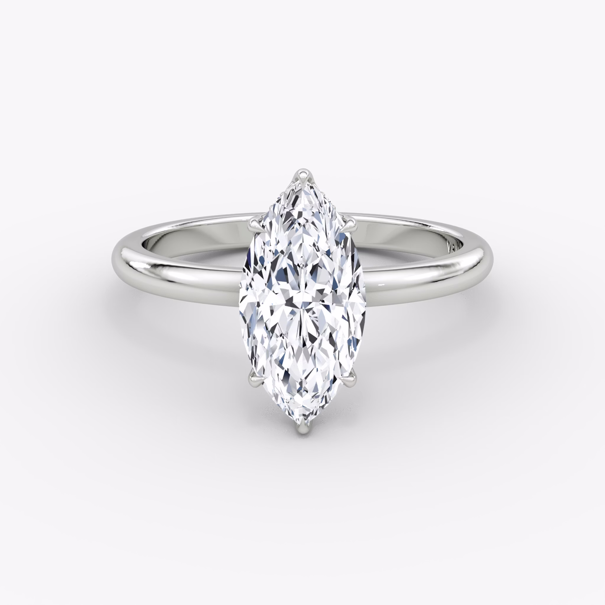 The Signature | Marquise | 18k | White Gold | bandAccent: Plain | bandWidth: large | hiddenHalo: yes | diamondOrientation: vertical | caratWeight: other