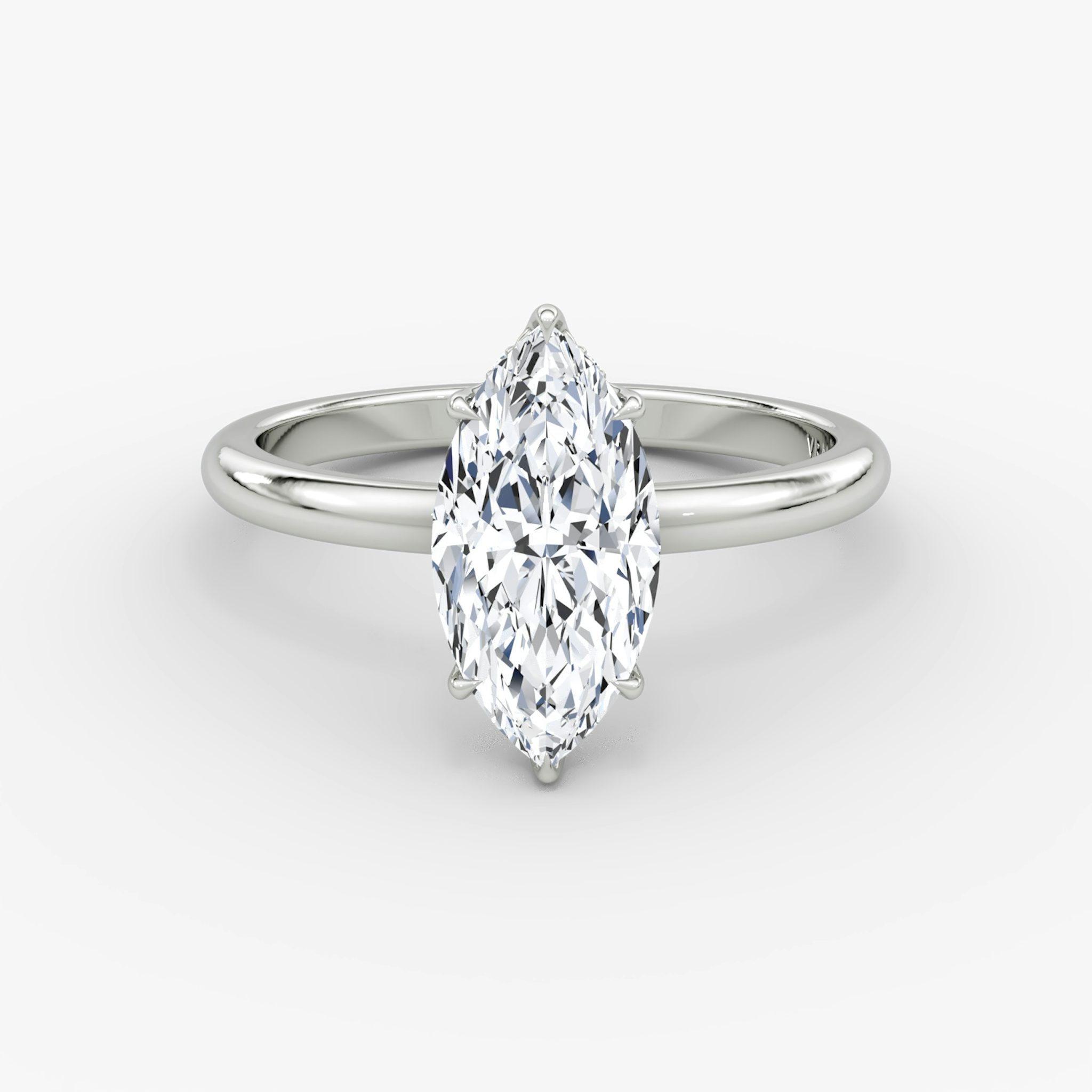 The Signature | Marquise | 18k | White Gold | bandAccent: Plain | bandWidth: large | hiddenHalo: yes | diamondOrientation: vertical | caratWeight: other