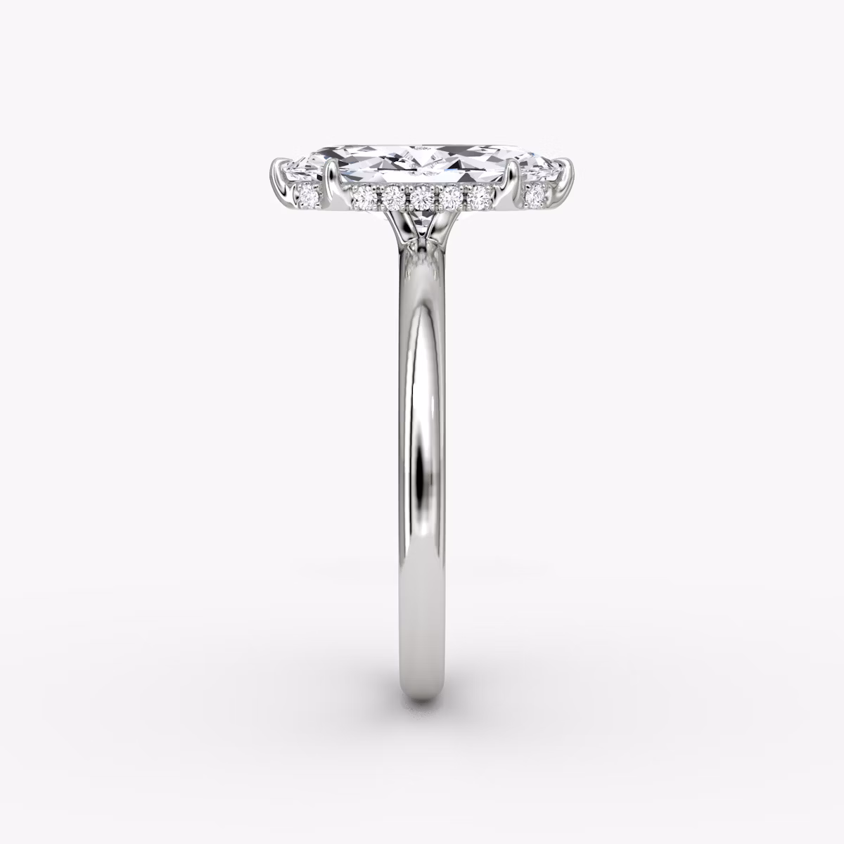 The Signature | Marquise | Platinum | bandAccent: Plain | bandWidth: large | hiddenHalo: yes | diamondOrientation: vertical | caratWeight: other