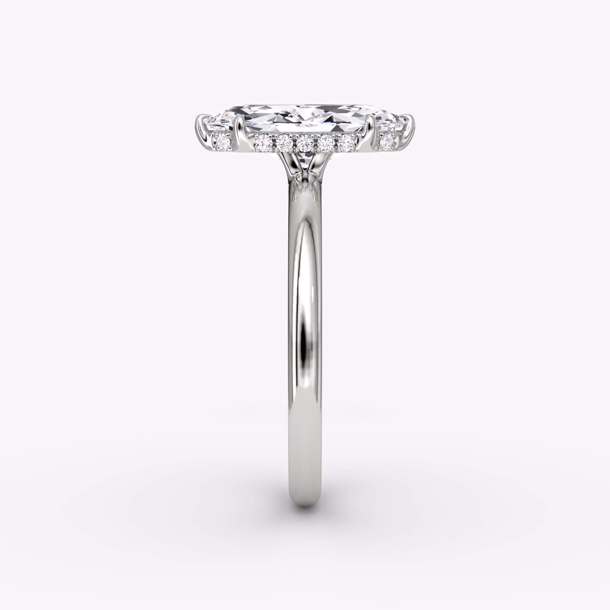 The Signature | Marquise | 18k | White Gold | bandAccent: Plain | bandWidth: large | hiddenHalo: yes | diamondOrientation: vertical | caratWeight: other