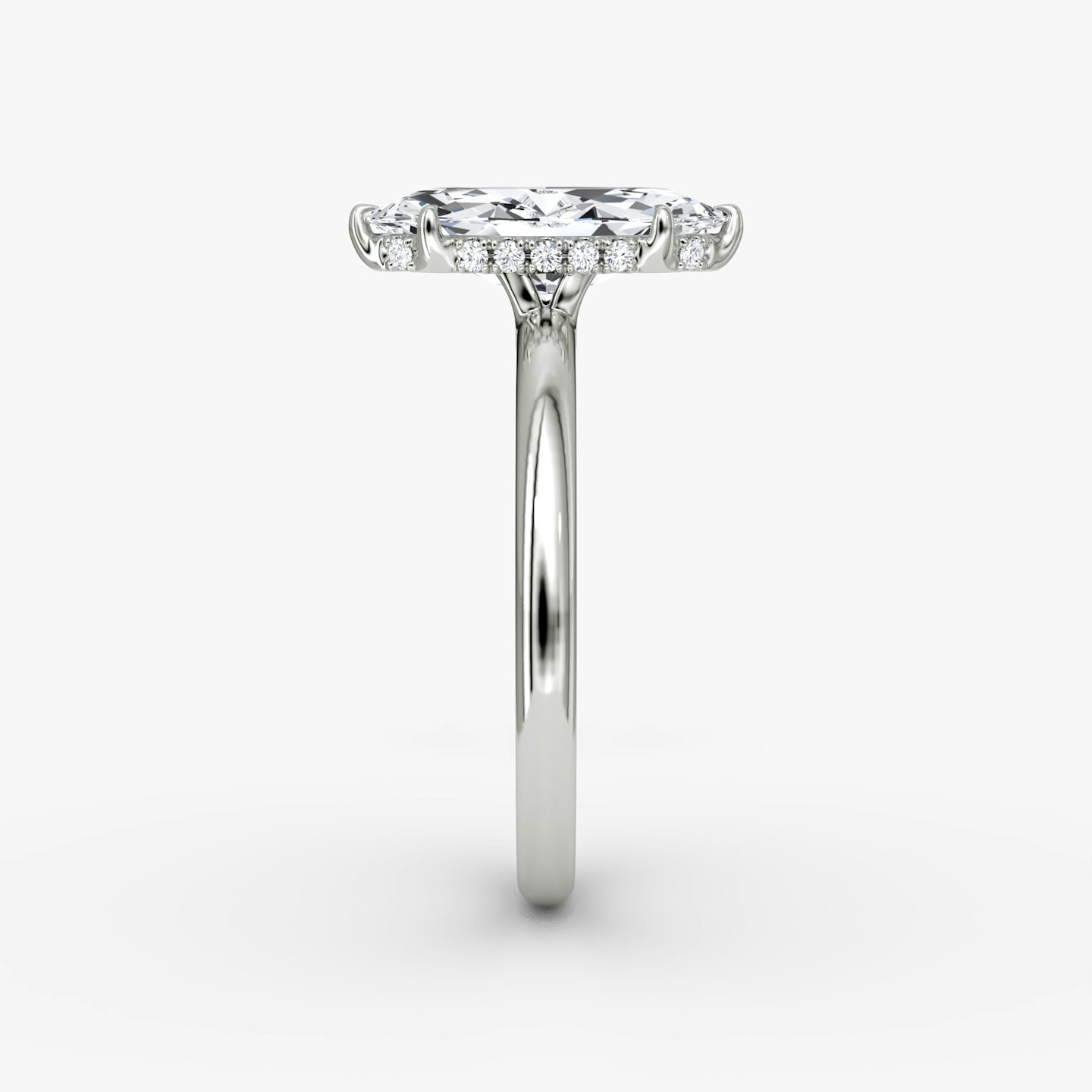 The Signature | Marquise | 18k | White Gold | bandAccent: Plain | bandWidth: large | hiddenHalo: yes | diamondOrientation: vertical | caratWeight: other