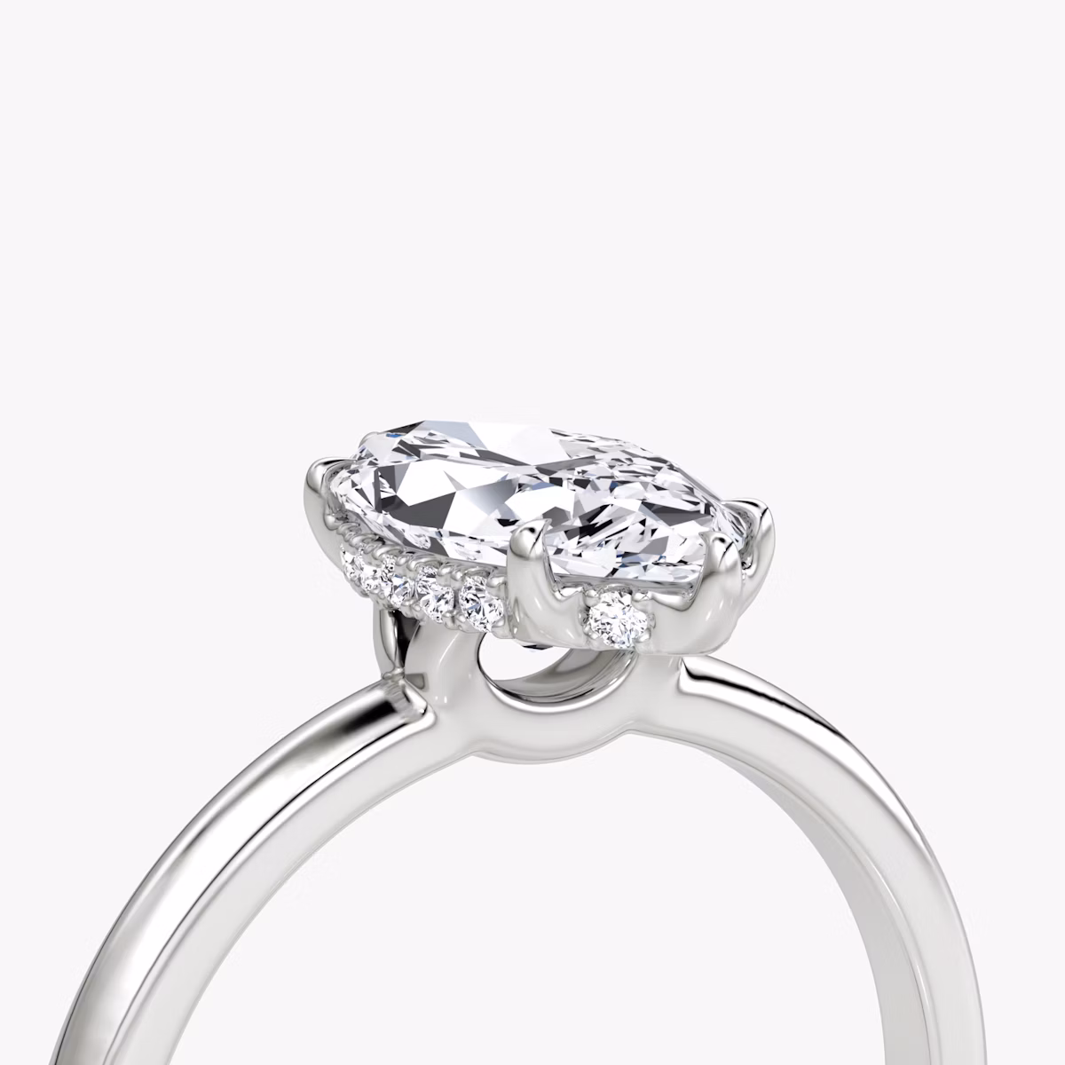 The Signature | Marquise | Platinum | bandAccent: Plain | bandWidth: large | hiddenHalo: yes | diamondOrientation: vertical | caratWeight: other