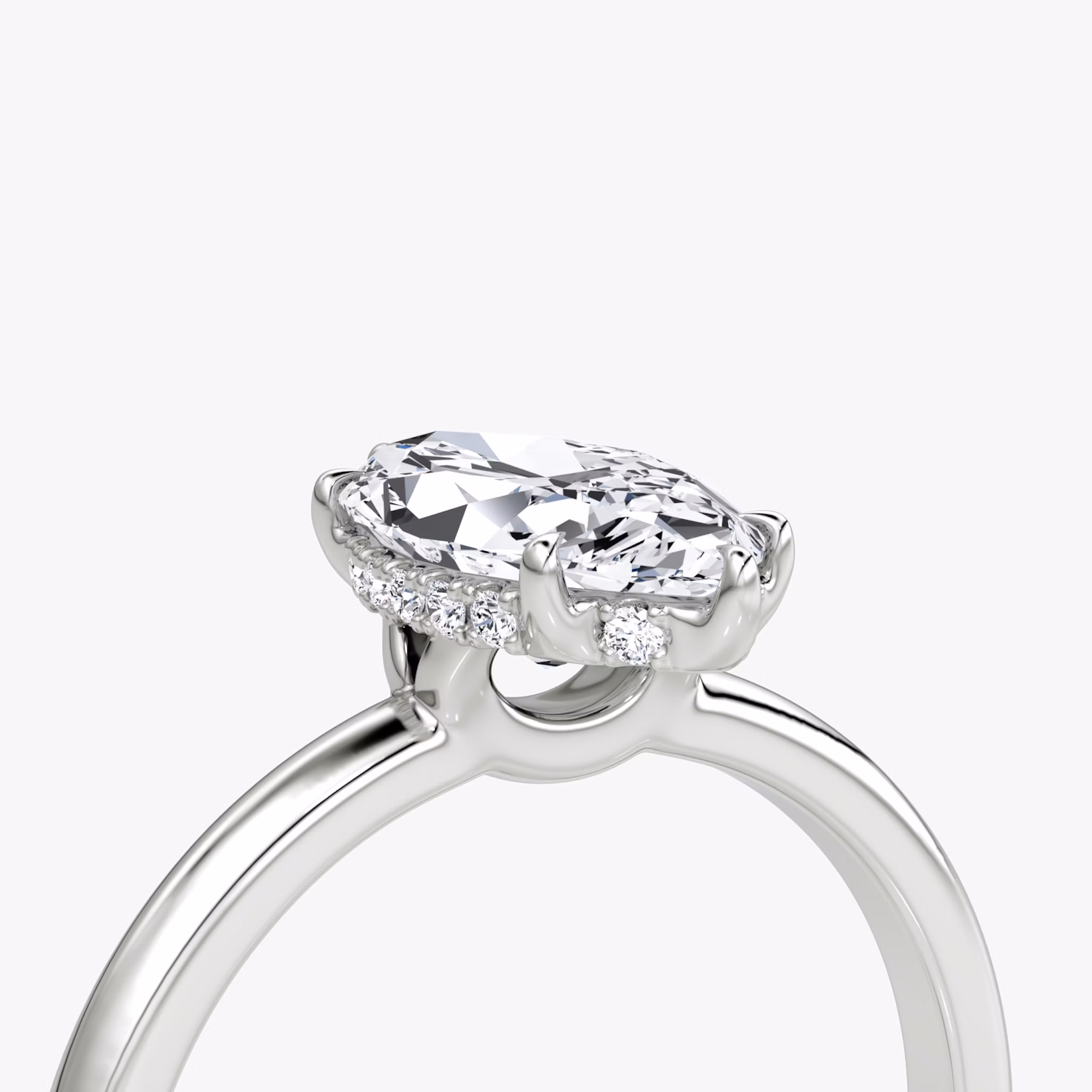 The Signature | Marquise | 18k | White Gold | bandAccent: Plain | bandWidth: large | hiddenHalo: yes | diamondOrientation: vertical | caratWeight: other