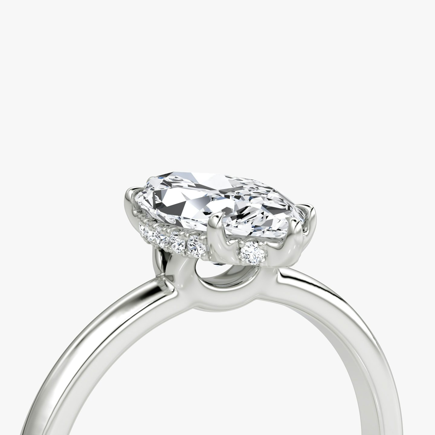 The Signature | Marquise | 18k | White Gold | bandAccent: Plain | bandWidth: large | hiddenHalo: yes | diamondOrientation: vertical | caratWeight: other