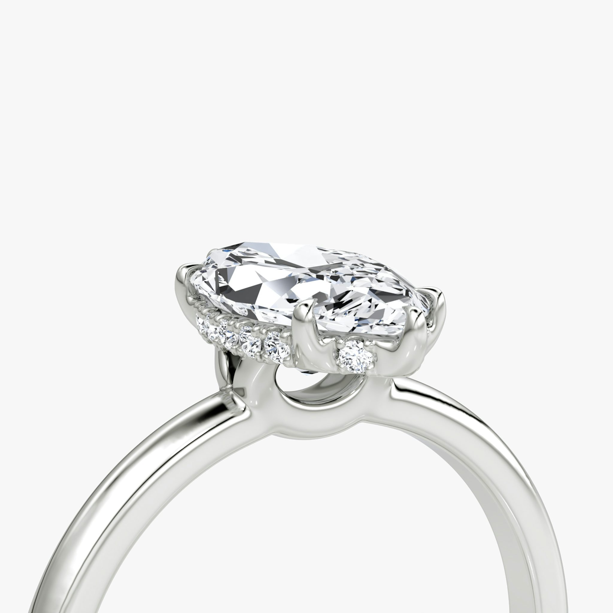 The Signature | Marquise | 18k | White Gold | bandAccent: Plain | bandWidth: large | hiddenHalo: yes | diamondOrientation: vertical | caratWeight: other