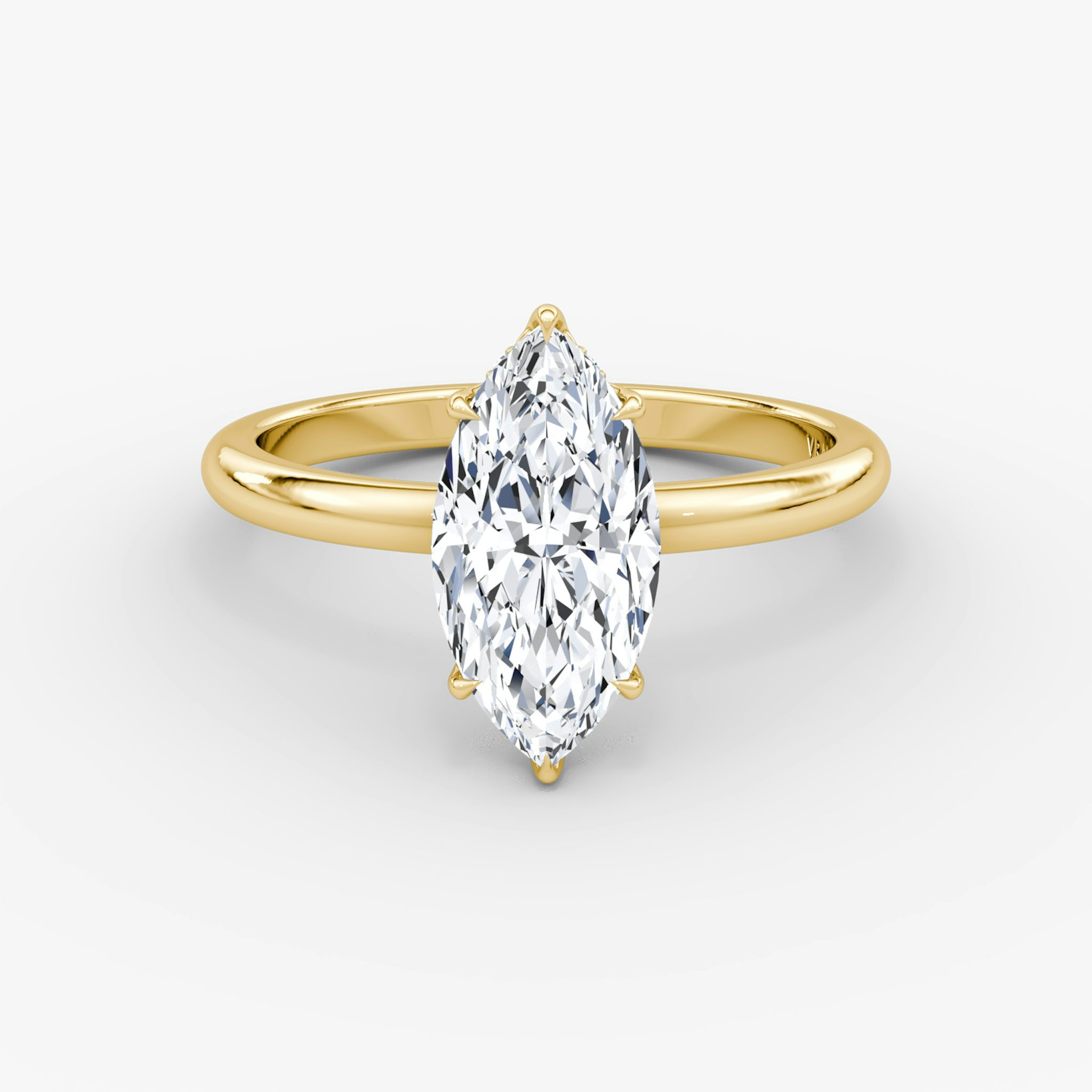 The Signature | Marquise | 18k | Yellow Gold | bandAccent: Plain | bandWidth: large | hiddenHalo: yes | diamondOrientation: vertical | caratWeight: other