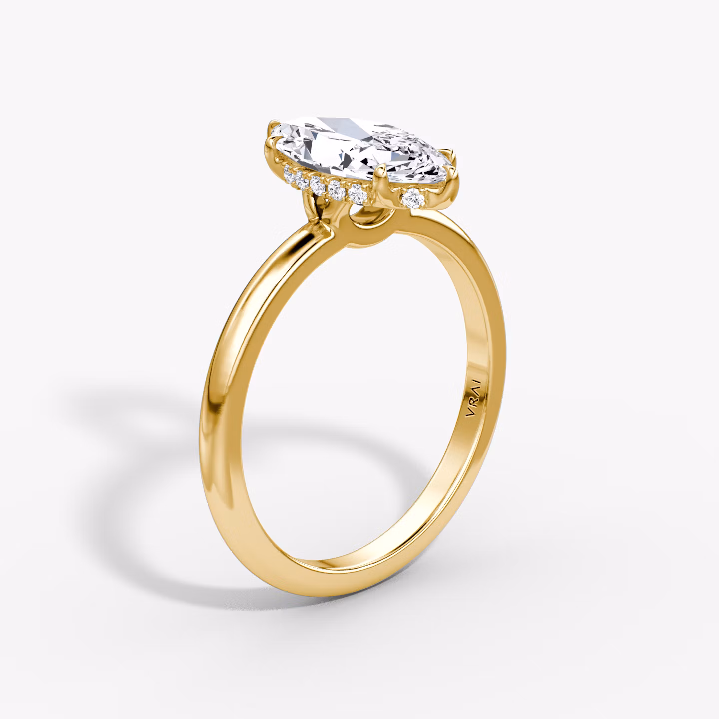 The Signature | Marquise | 18k | Yellow Gold | bandAccent: Plain | bandWidth: large | hiddenHalo: yes | diamondOrientation: vertical | caratWeight: other