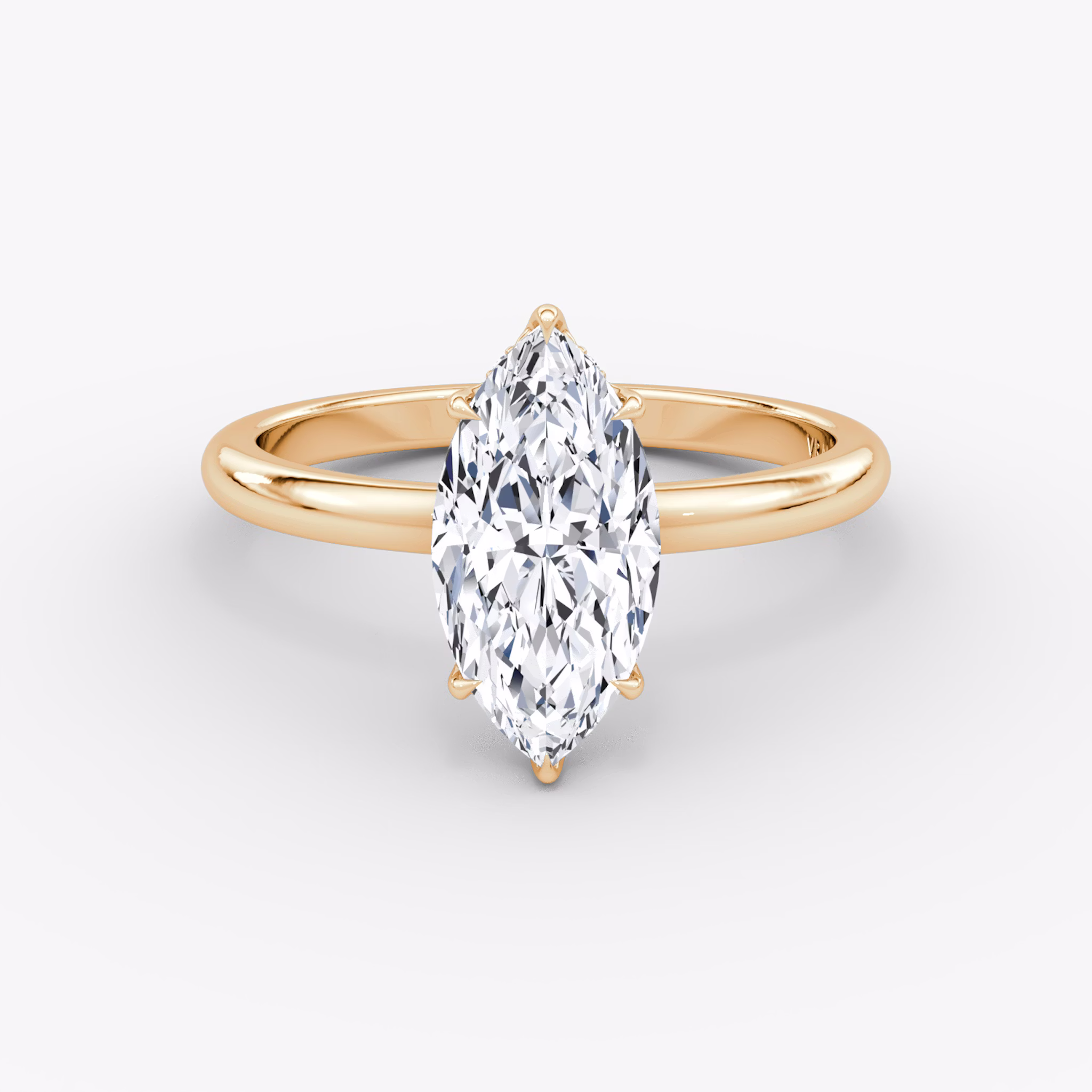 The Signature | Marquise | 14k | Rose Gold | bandAccent: Plain | bandWidth: large | hiddenHalo: yes | diamondOrientation: vertical | caratWeight: other