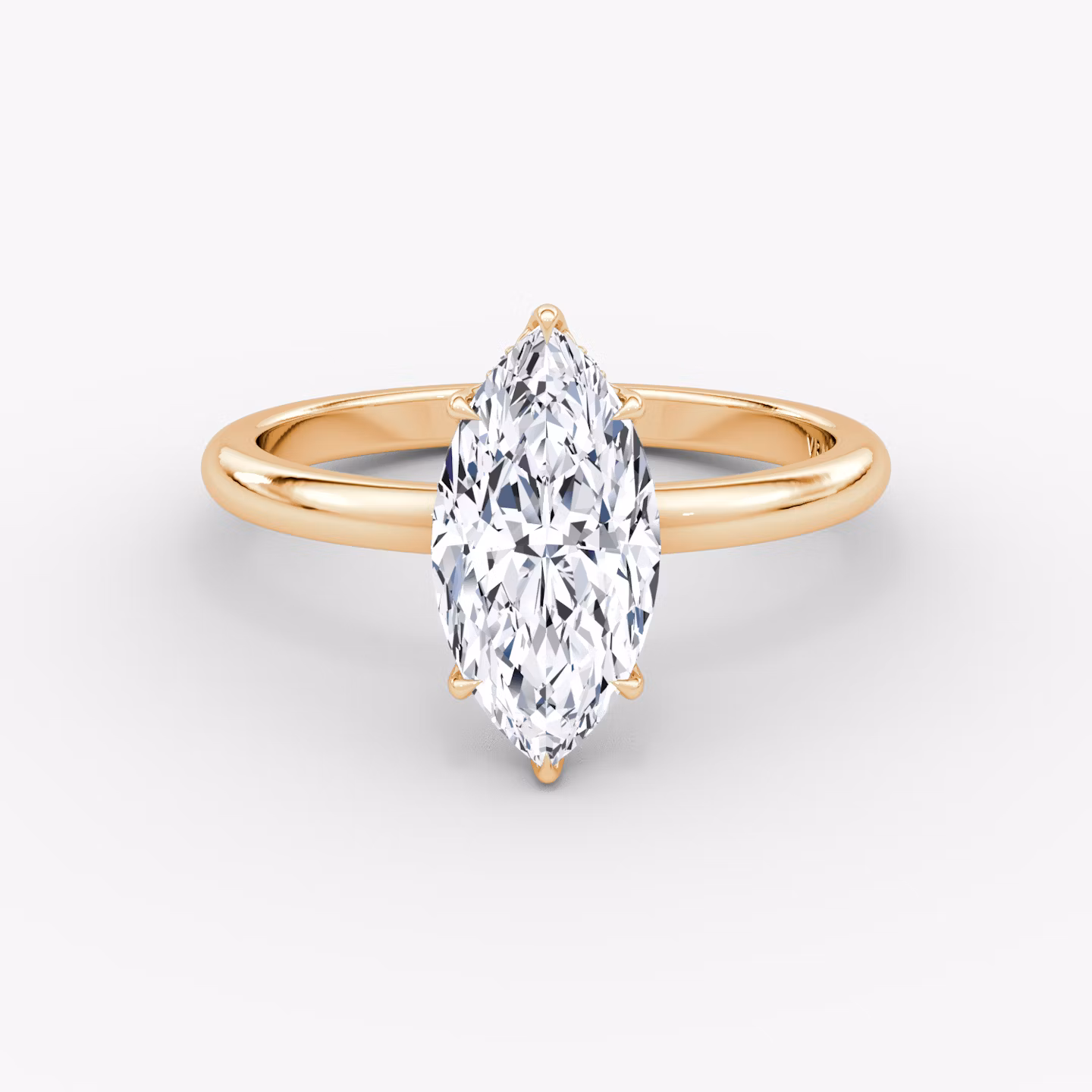 The Signature | Marquise | 14k | Rose Gold | bandAccent: Plain | bandWidth: large | hiddenHalo: yes | diamondOrientation: vertical | caratWeight: other