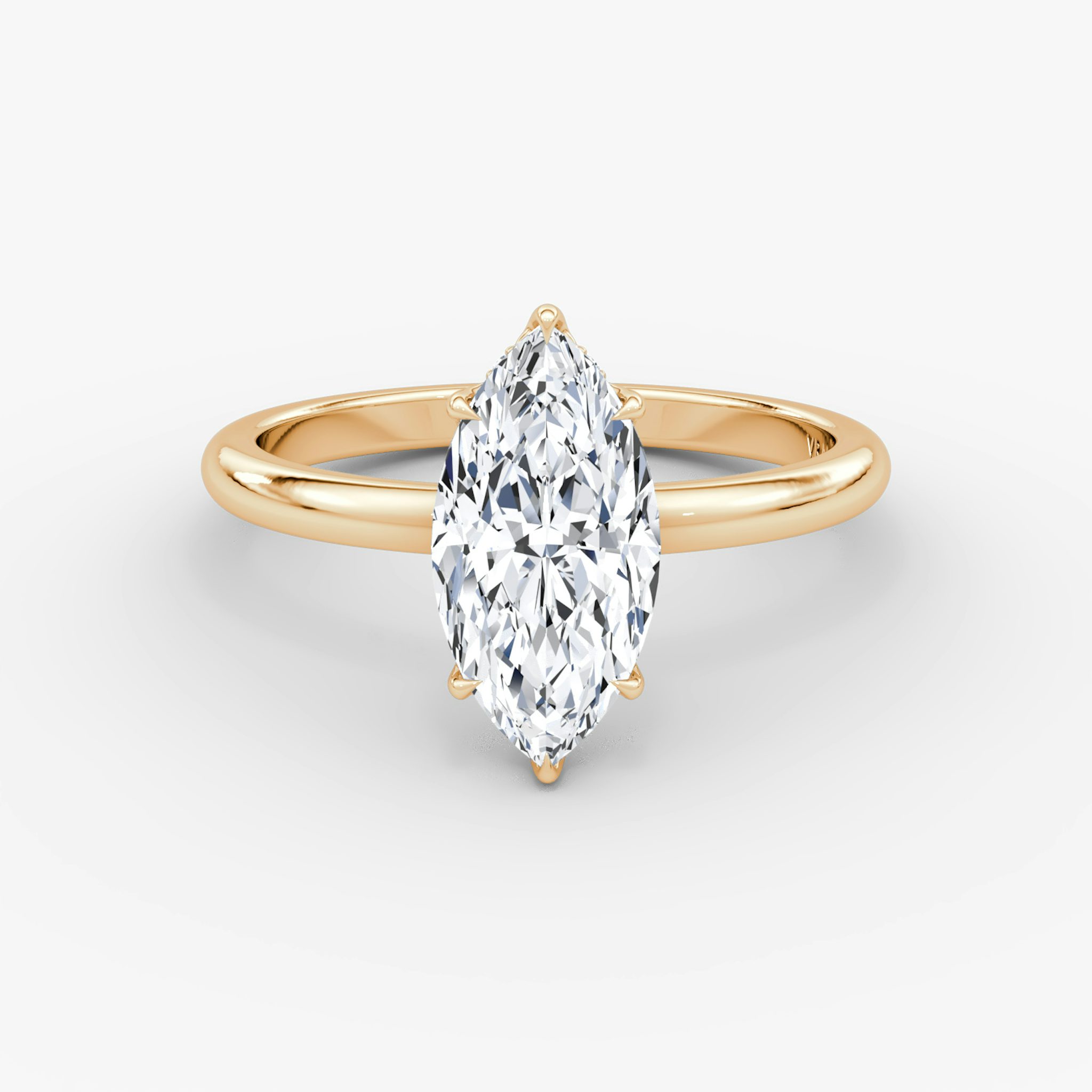 The Signature | Marquise | 14k | Rose Gold | bandAccent: Plain | bandWidth: large | hiddenHalo: yes | diamondOrientation: vertical | caratWeight: other