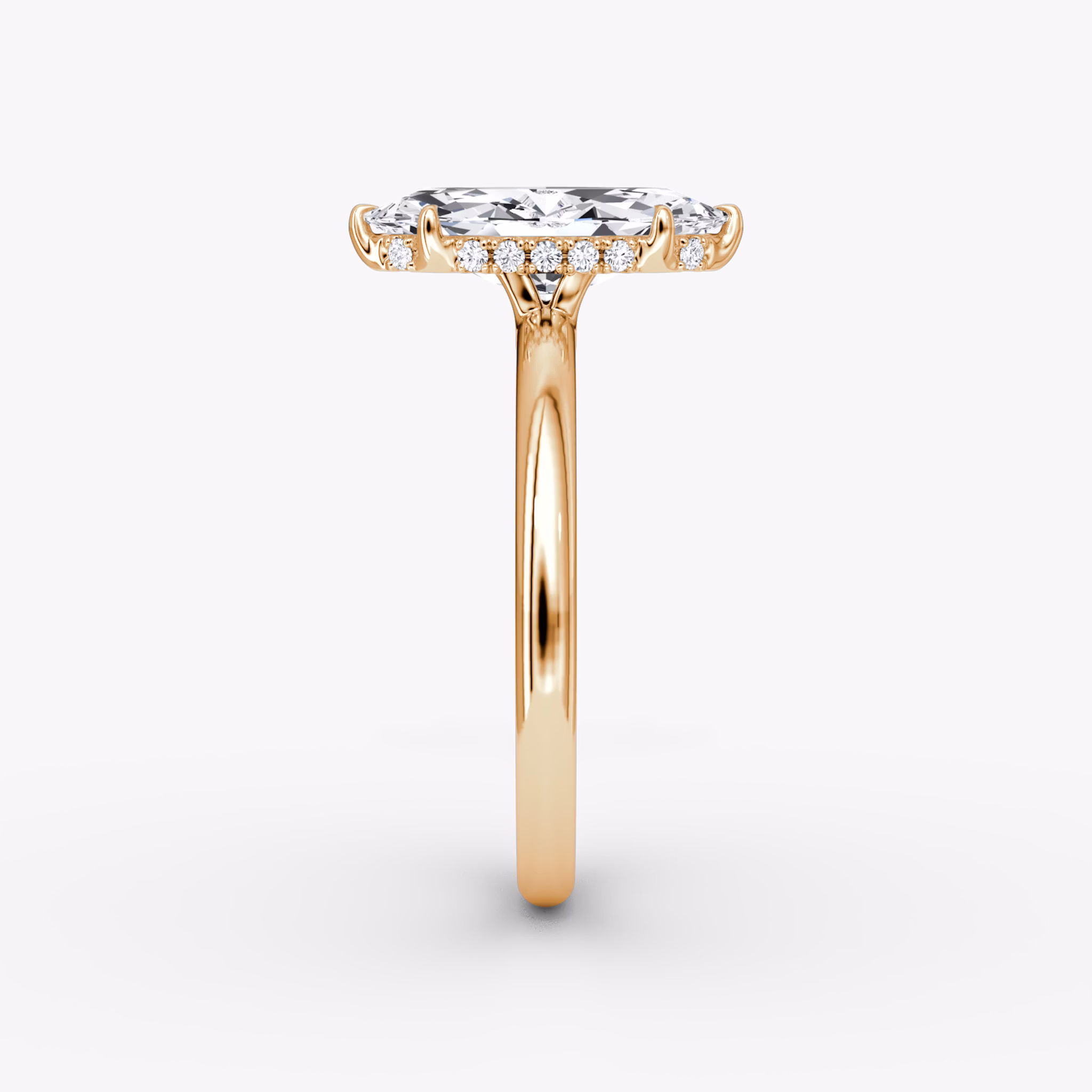 The Signature | Marquise | 14k | Rose Gold | bandAccent: Plain | bandWidth: large | hiddenHalo: yes | diamondOrientation: vertical | caratWeight: other