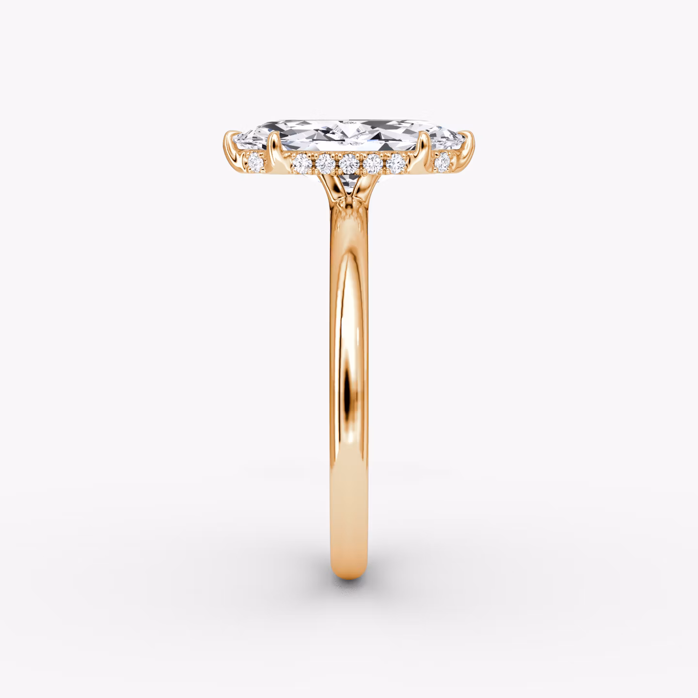 The Signature | Marquise | 14k | Rose Gold | bandAccent: Plain | bandWidth: large | hiddenHalo: yes | diamondOrientation: vertical | caratWeight: other
