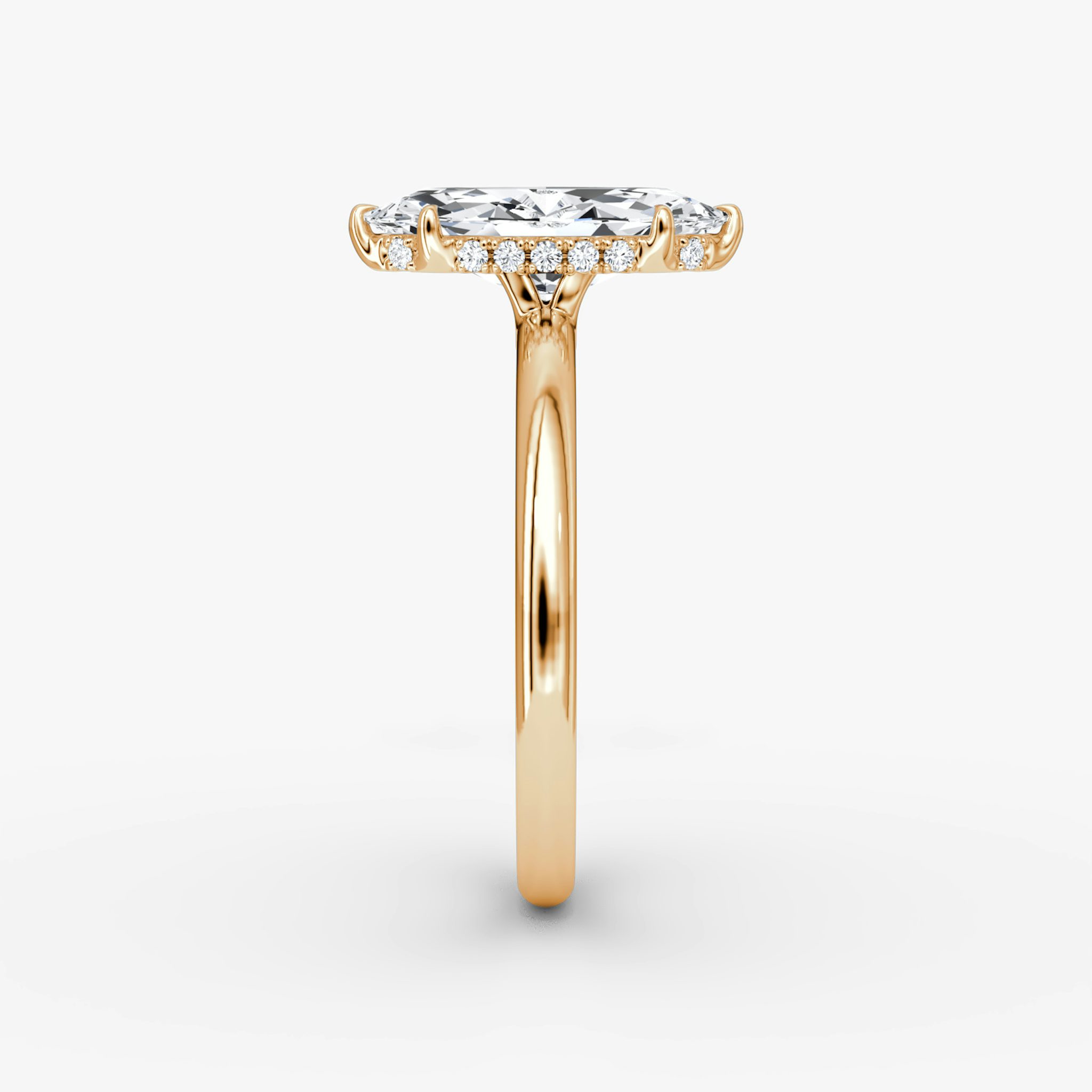The Signature | Marquise | 14k | Rose Gold | bandAccent: Plain | bandWidth: large | hiddenHalo: yes | diamondOrientation: vertical | caratWeight: other