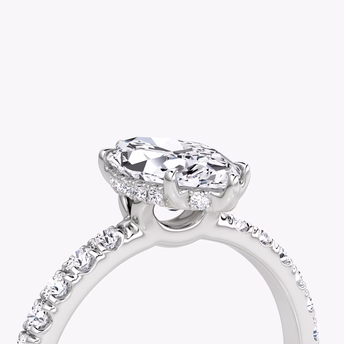 The Signature | Marquise | 18k | White Gold | bandAccent: Pavé | bandWidth: large | hiddenHalo: yes | diamondOrientation: vertical | caratWeight: other