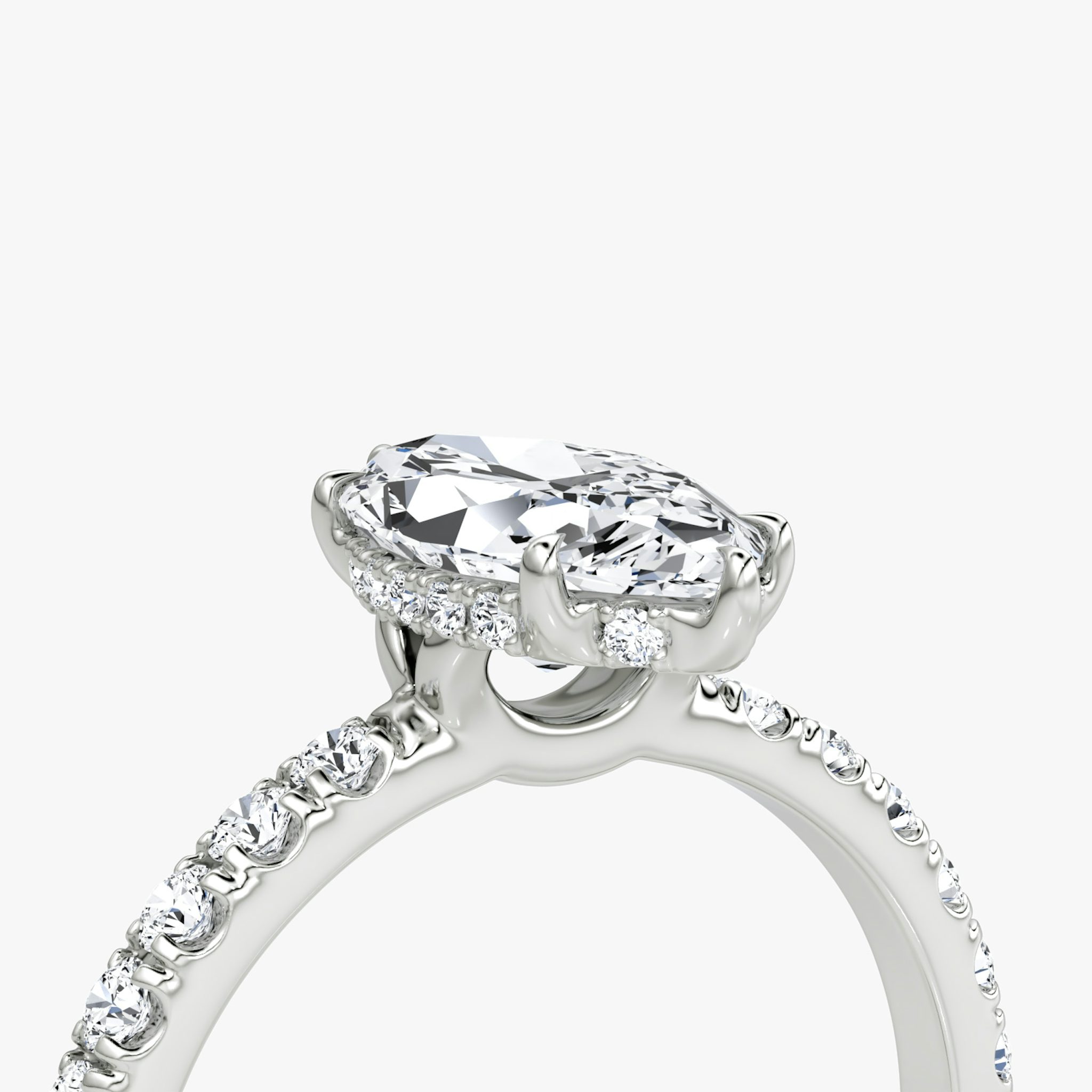 The Signature | Marquise | 18k | White Gold | bandAccent: Pavé | bandWidth: large | hiddenHalo: yes | diamondOrientation: vertical | caratWeight: other