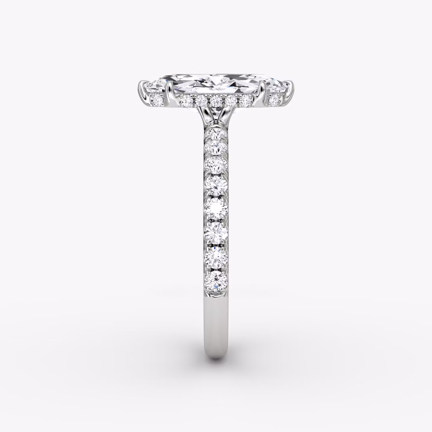 The Signature | Marquise | Platinum | bandAccent: Pavé | bandWidth: large | hiddenHalo: yes | diamondOrientation: vertical | caratWeight: other