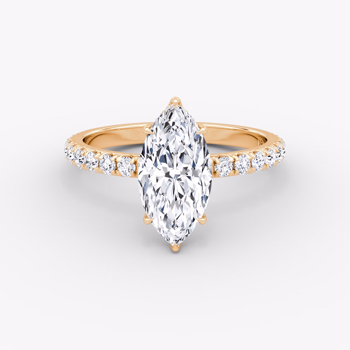 The Signature | Marquise | 14k | Rose Gold | bandAccent: Pavé | bandWidth: large | hiddenHalo: yes | diamondOrientation: vertical | caratWeight: other