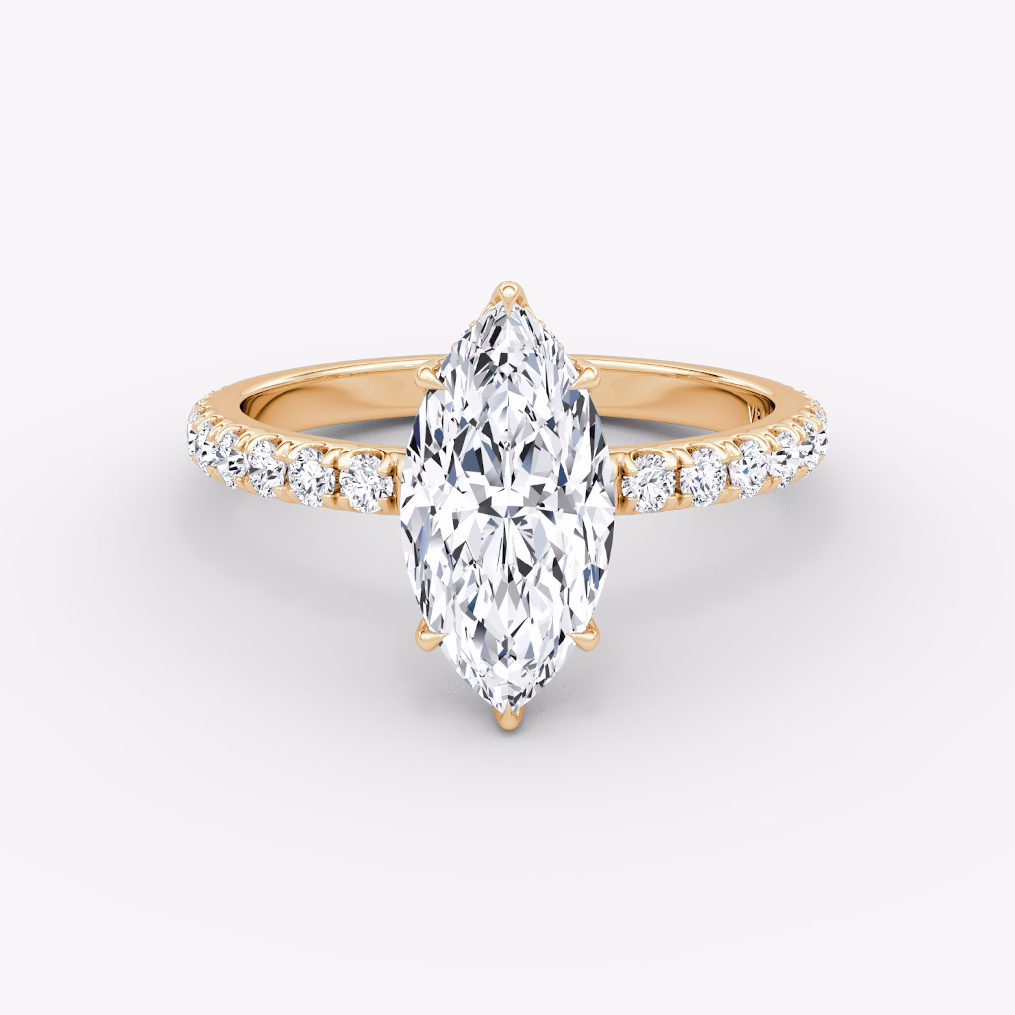 The Signature | Marquise | 14k | Rose Gold | bandAccent: Pavé | bandWidth: large | hiddenHalo: yes | diamondOrientation: vertical | caratWeight: other