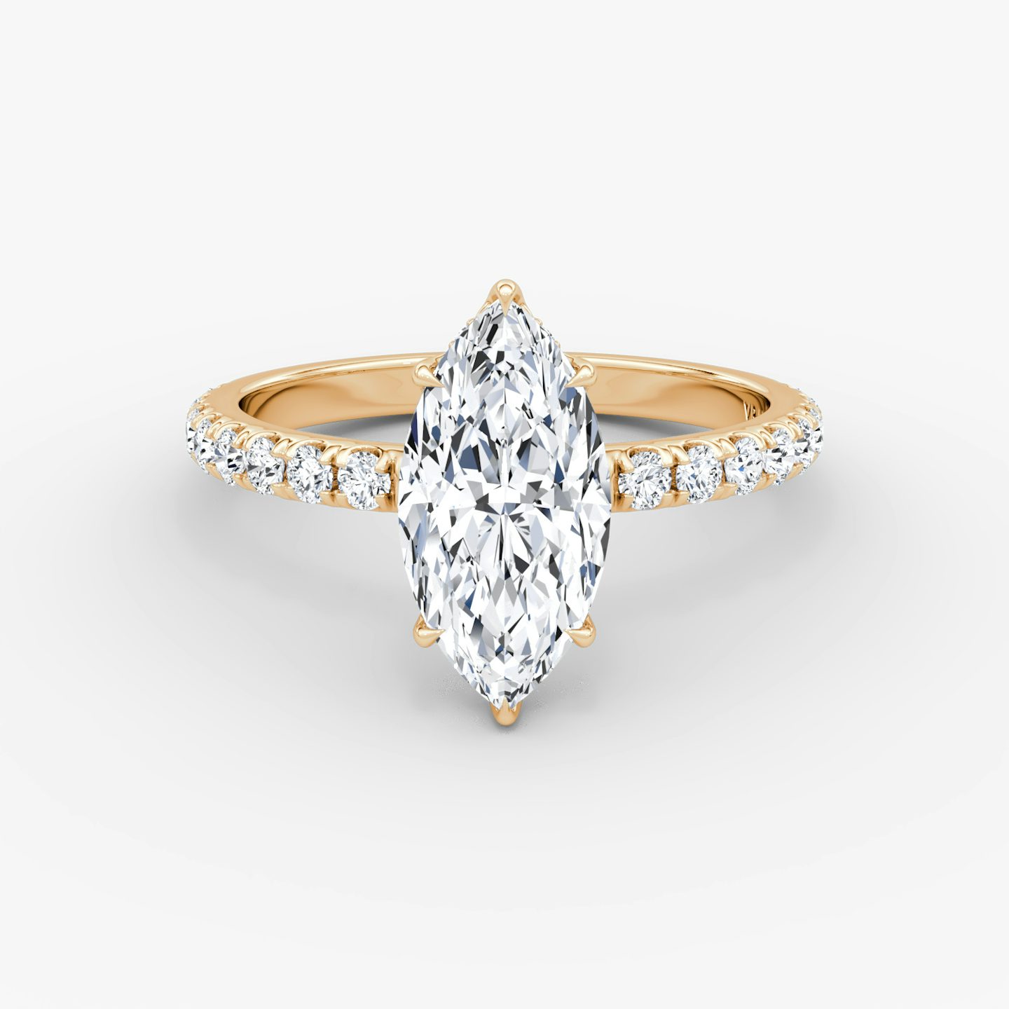 The Signature | Marquise | 14k | Rose Gold | bandAccent: Pavé | bandWidth: large | hiddenHalo: yes | diamondOrientation: vertical | caratWeight: other