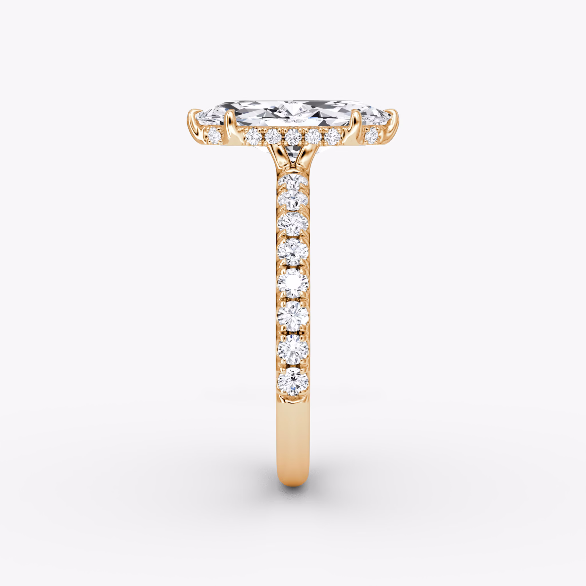 The Signature | Marquise | 14k | Rose Gold | bandAccent: Pavé | bandWidth: large | hiddenHalo: yes | diamondOrientation: vertical | caratWeight: other