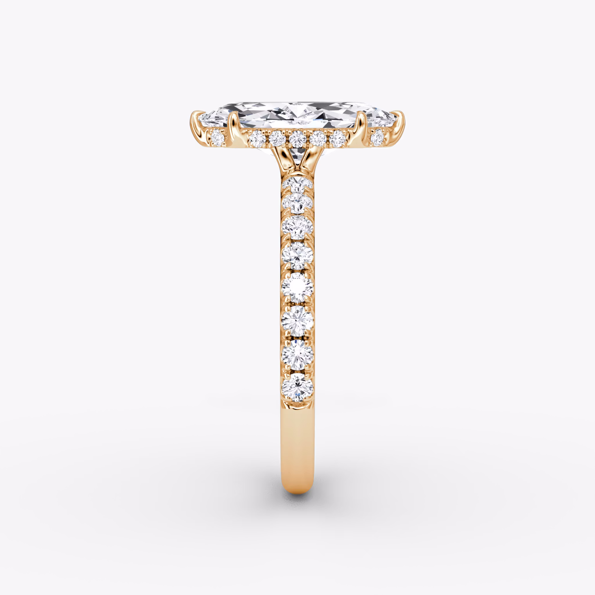 The Signature | Marquise | 14k | Rose Gold | bandAccent: Pavé | bandWidth: large | hiddenHalo: yes | diamondOrientation: vertical | caratWeight: other