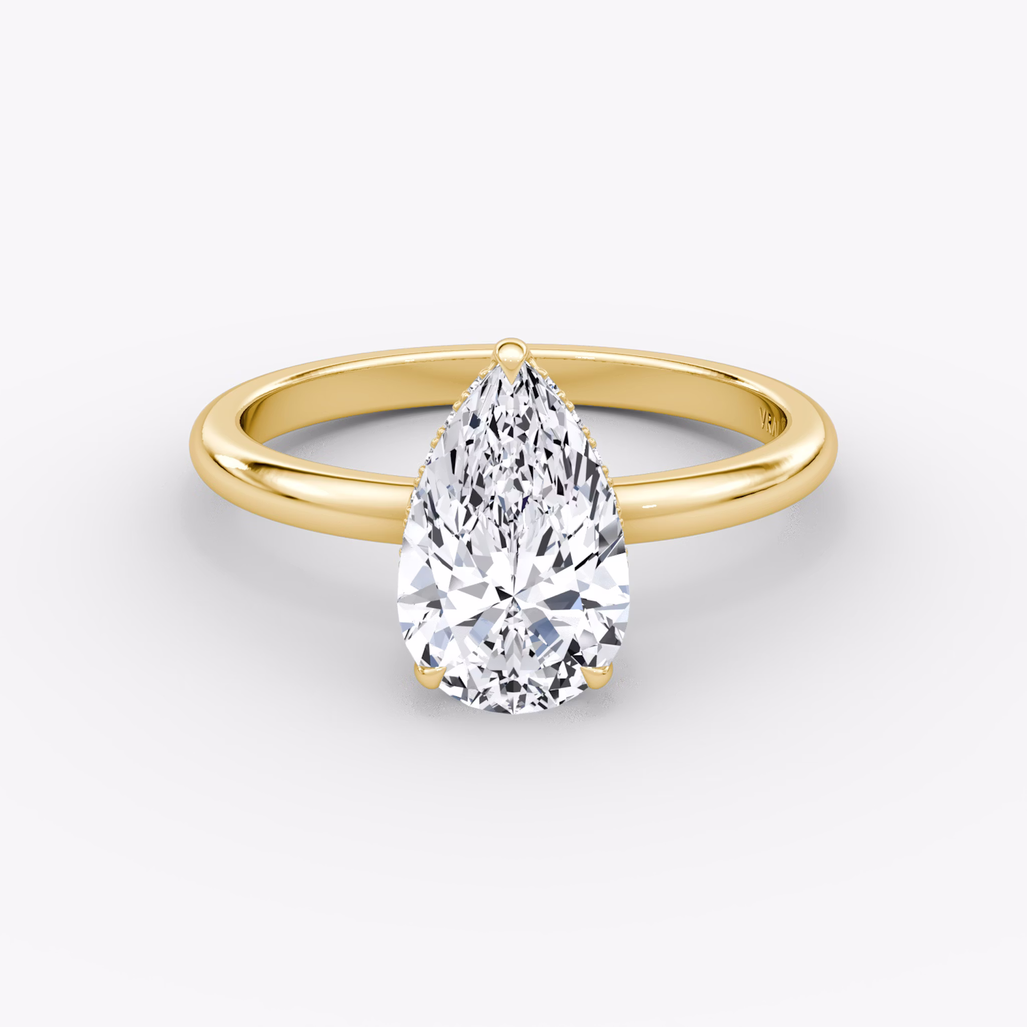 The Signature | Pear | 18k | Yellow Gold | bandAccent: Plain | bandWidth: large | hiddenHalo: yes | diamondOrientation: vertical | caratWeight: other