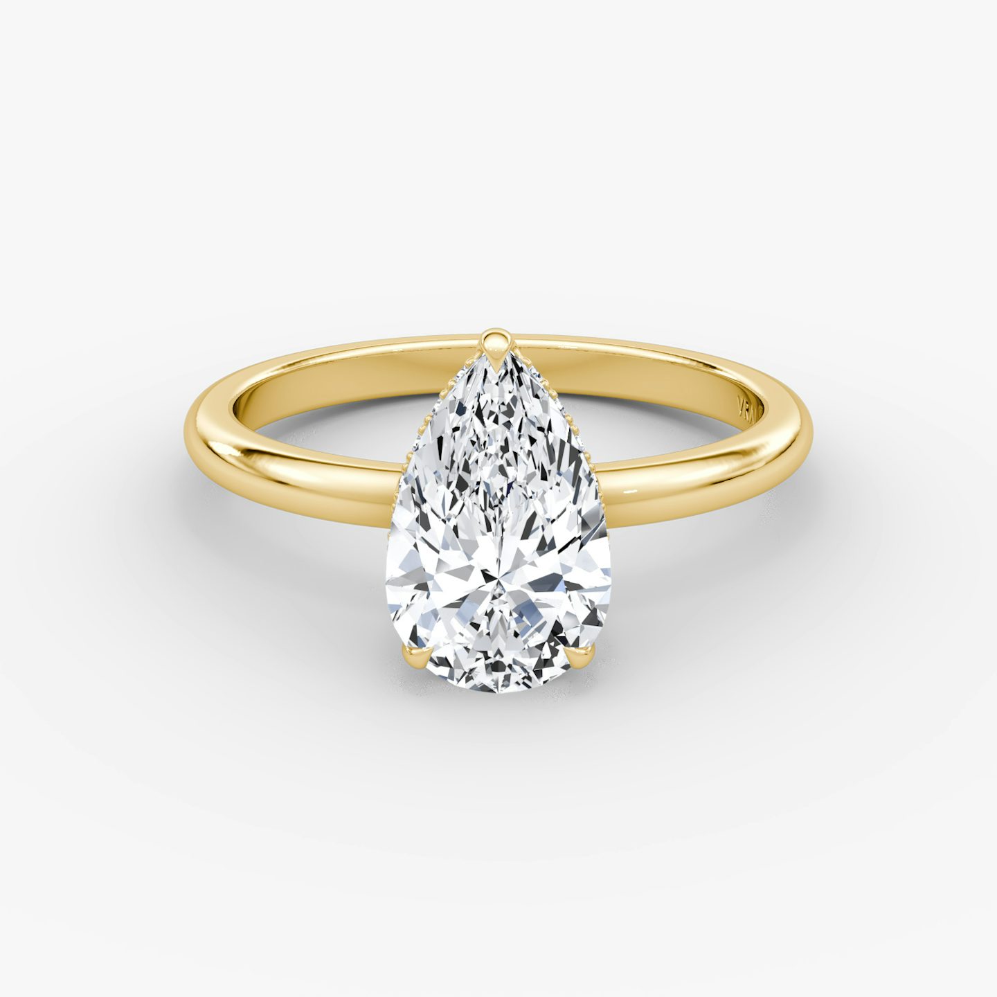 The Signature | Pear | 18k | Yellow Gold | bandAccent: Plain | bandWidth: large | hiddenHalo: yes | diamondOrientation: vertical | caratWeight: other