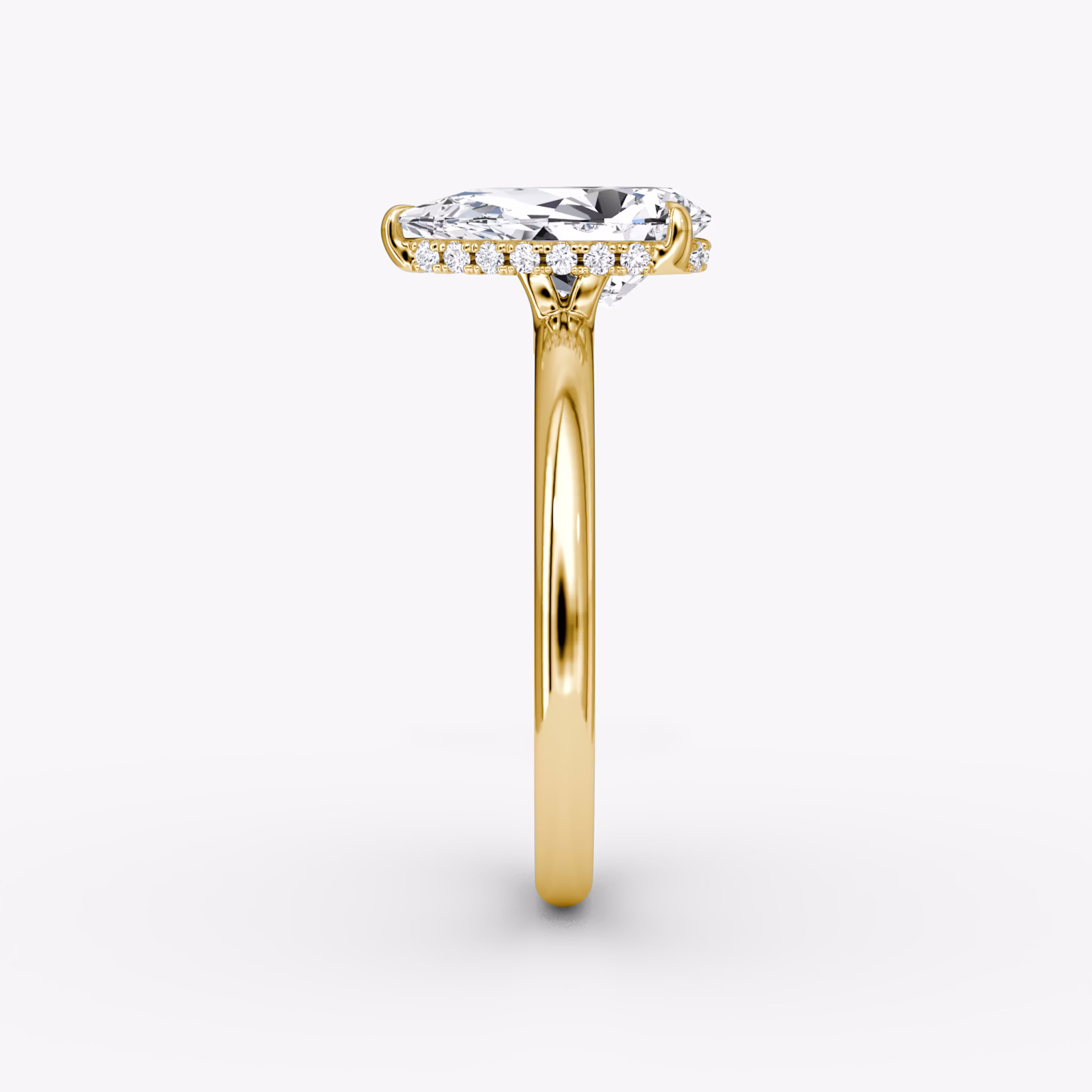 The Signature | Pear | 18k | Yellow Gold | bandAccent: Plain | bandWidth: large | hiddenHalo: yes | diamondOrientation: vertical | caratWeight: other