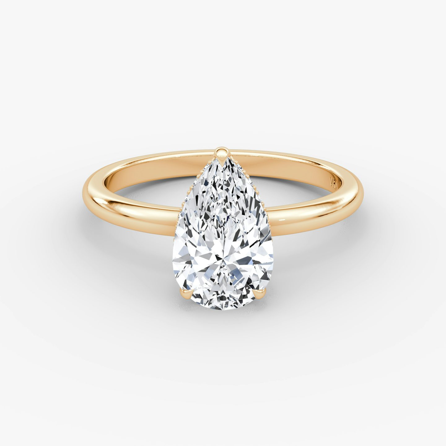 The Signature | Pear | 14k | Rose Gold | bandAccent: Plain | bandWidth: large | hiddenHalo: yes | diamondOrientation: vertical | caratWeight: other
