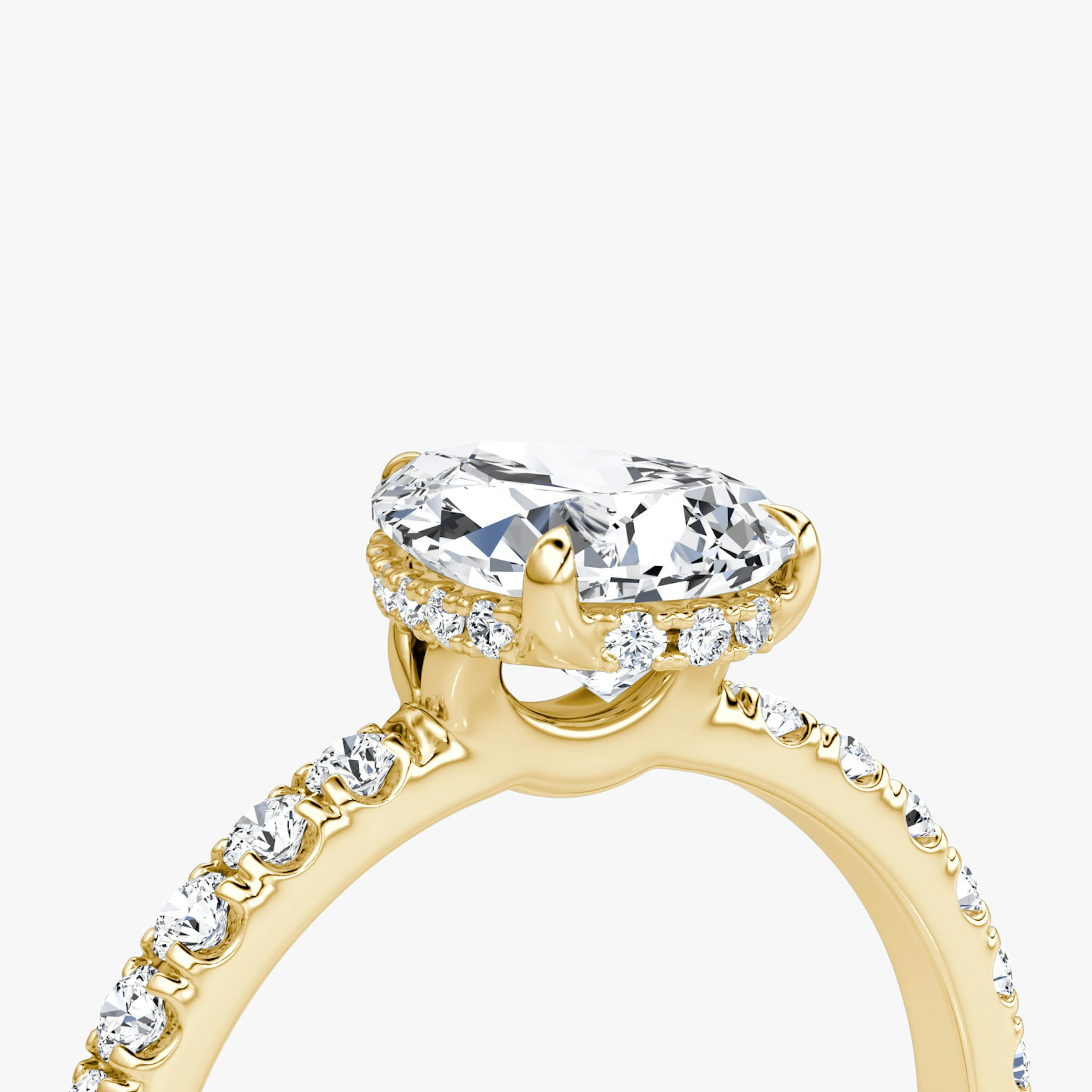 The Signature | Pear | 18k | Yellow Gold | bandAccent: Pavé | bandWidth: large | hiddenHalo: yes | diamondOrientation: vertical | caratWeight: other