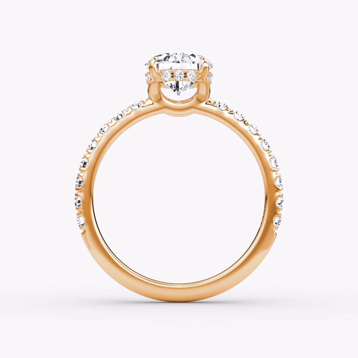 The Signature | Pear | 14k | Rose Gold | bandAccent: Pavé | bandWidth: large | hiddenHalo: yes | diamondOrientation: vertical | caratWeight: other